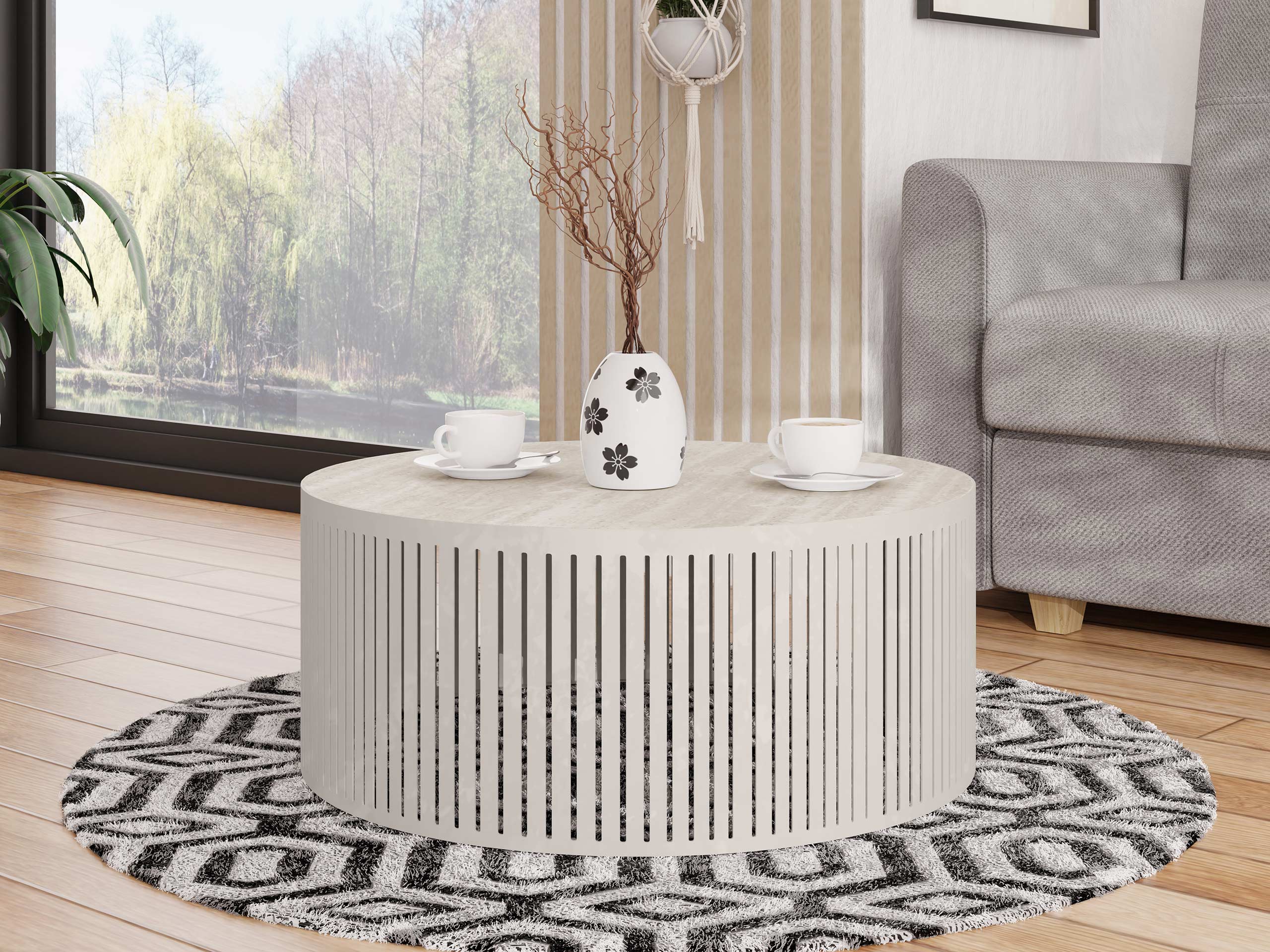 Coffee table Prunis I (Light travertine + Cashmere)