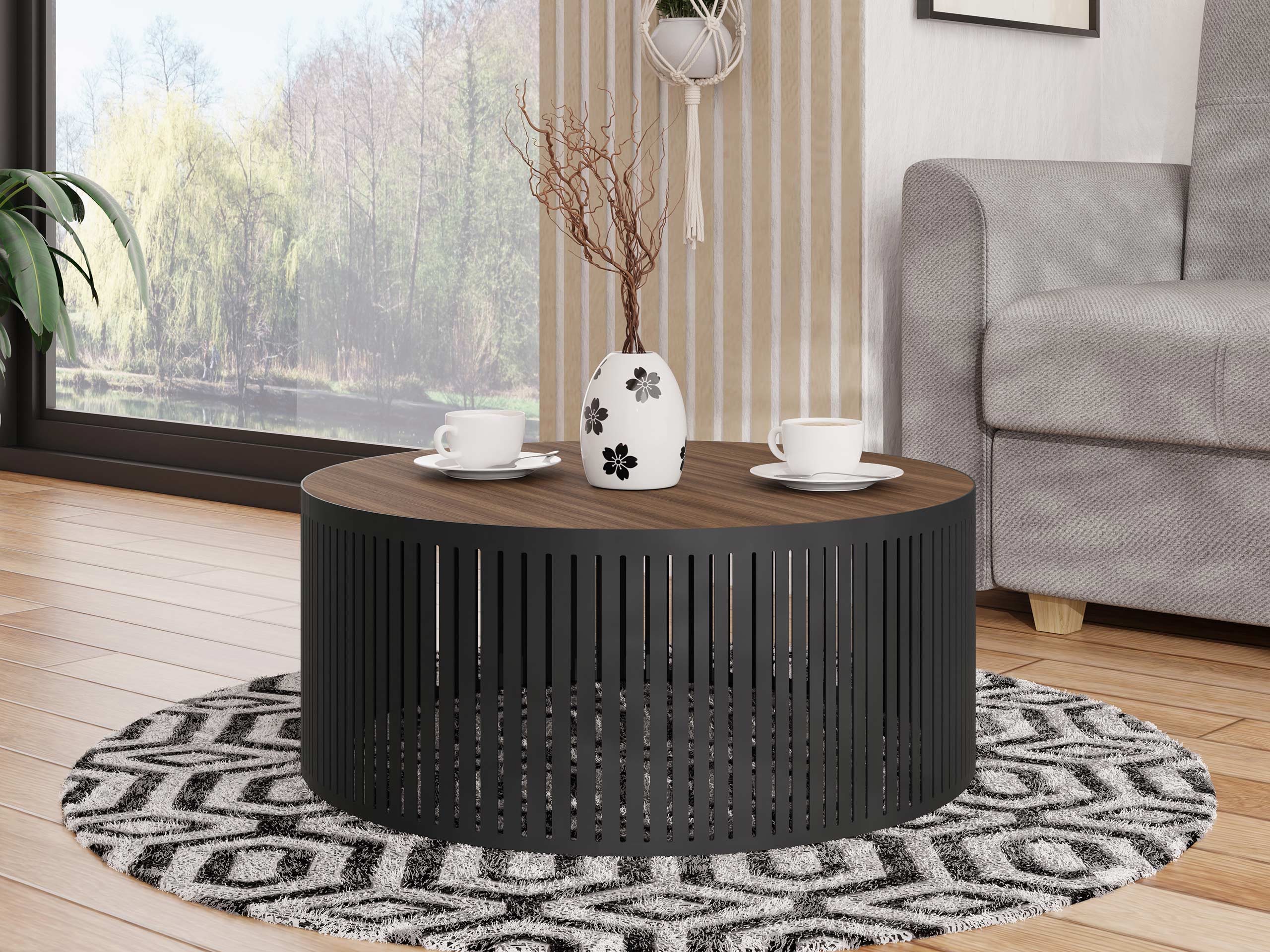 Coffee table Prunis I (Walnut + Black)