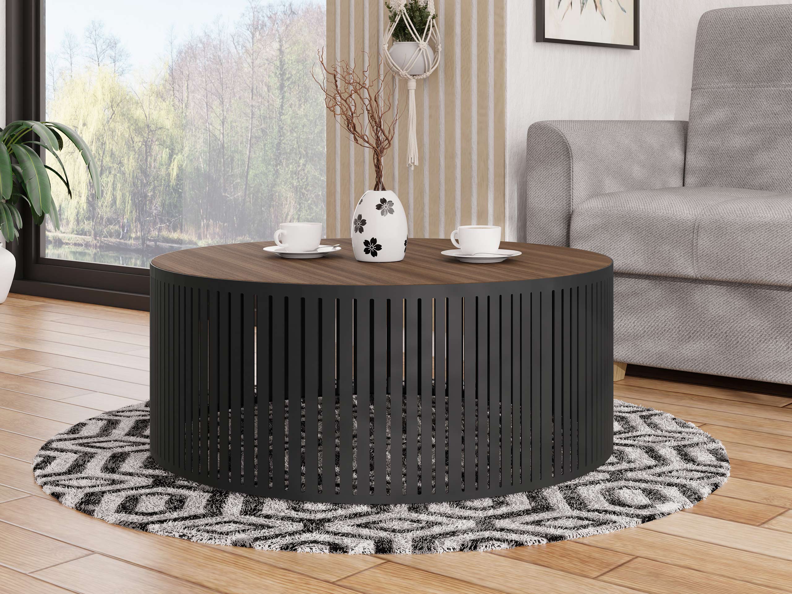 Coffee table Prunis (Walnut + Black)
