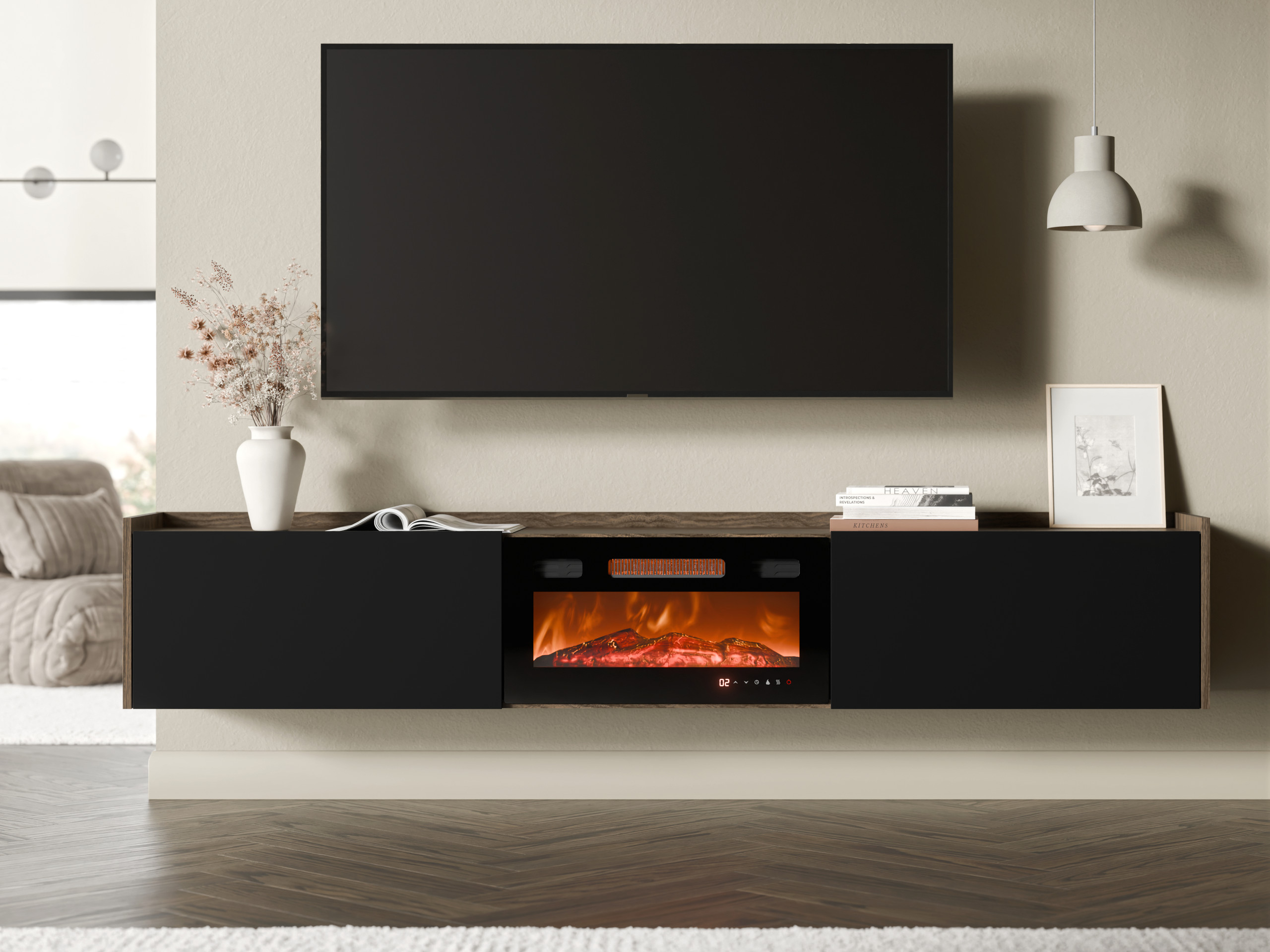 TV stand Charlotte 215 (Black + Walnut)