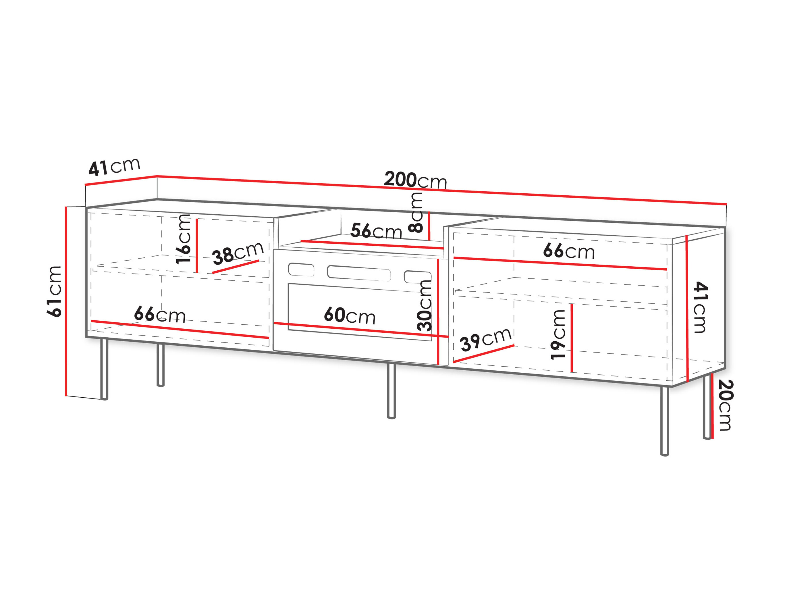 TV stand Charlotte 216 (Cashmere + Black)