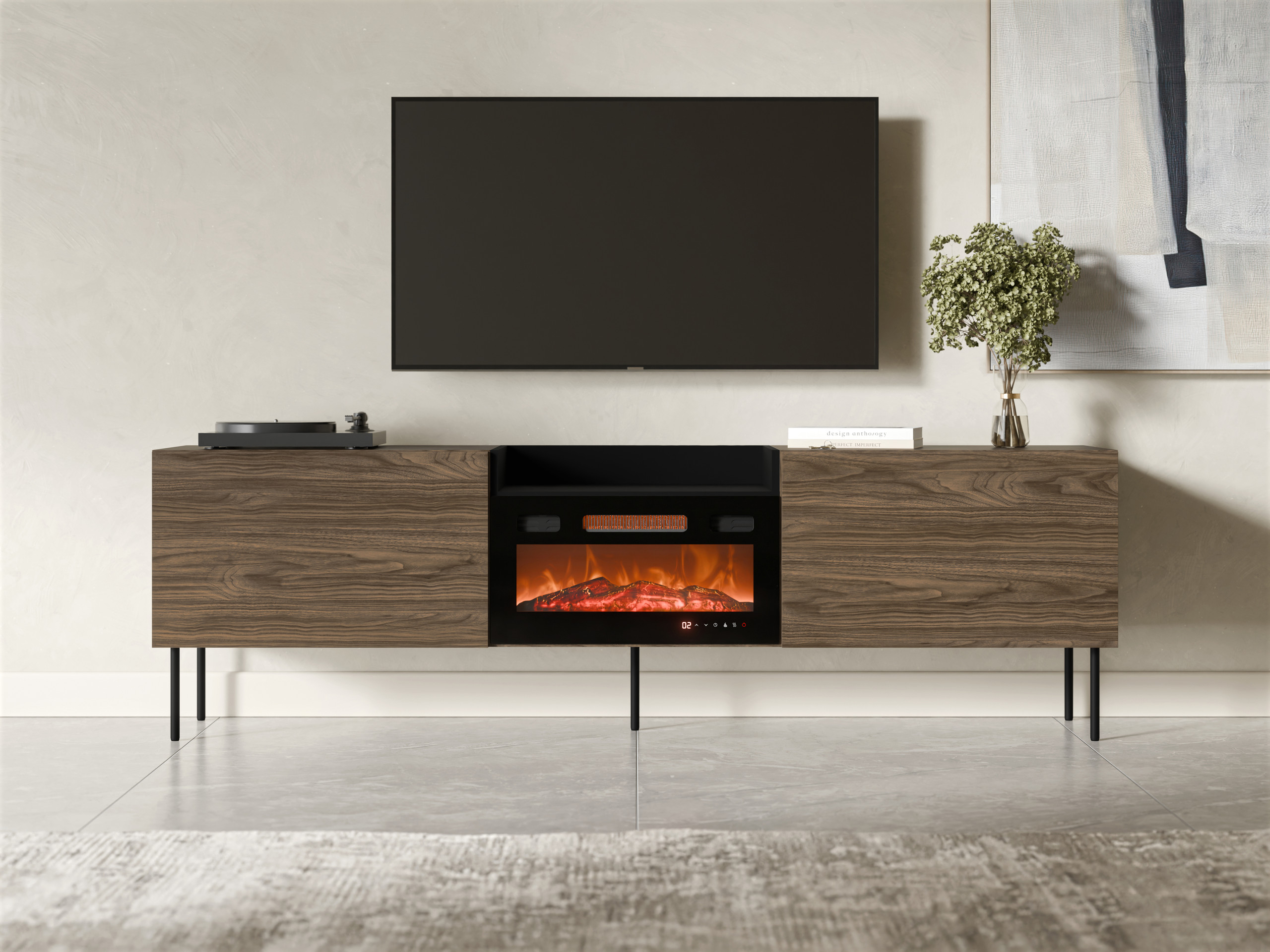 TV stand Charlotte 216 (Walnut + Black)