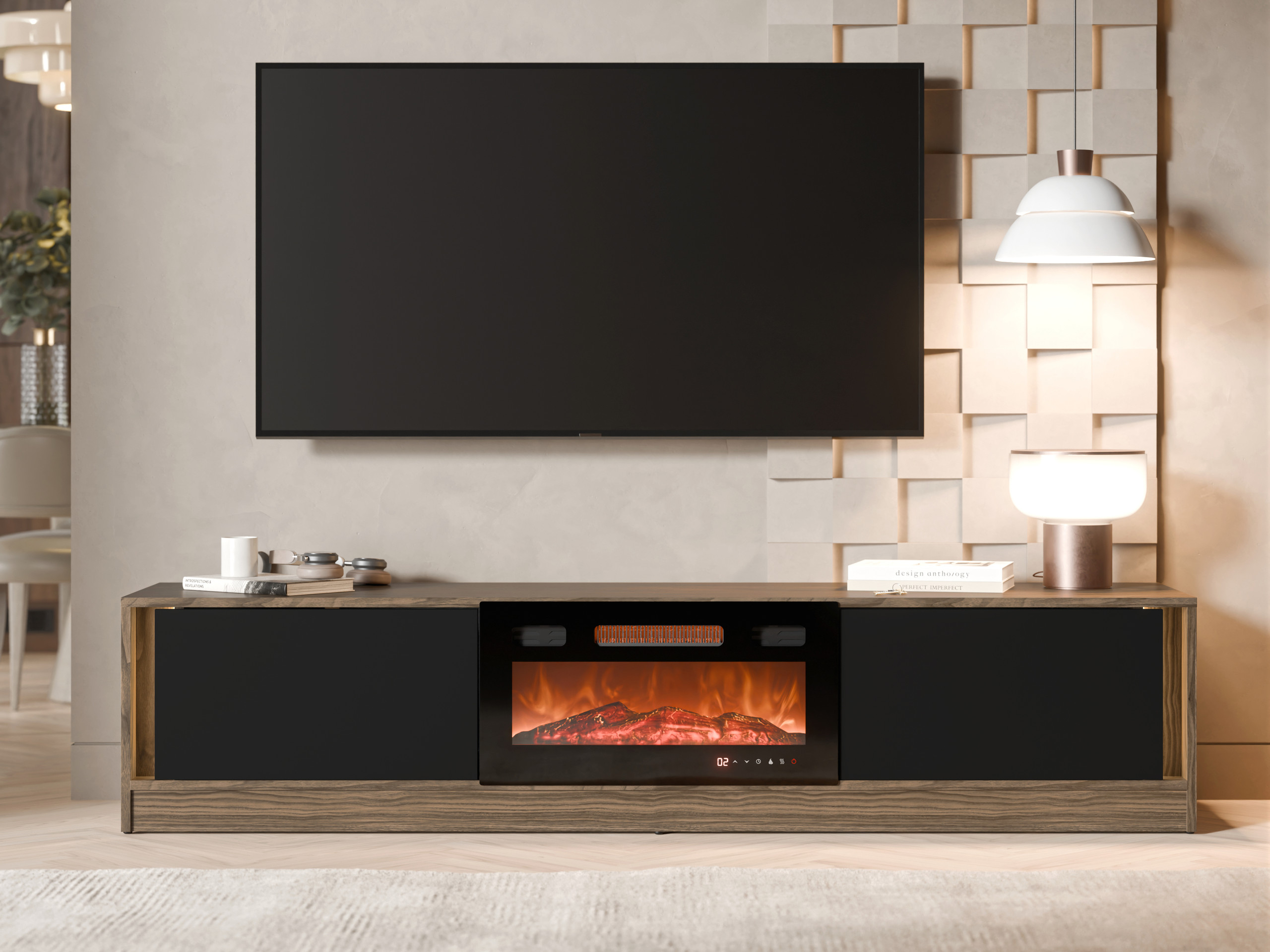 TV stand Charlotte 217 (Walnut + Black)