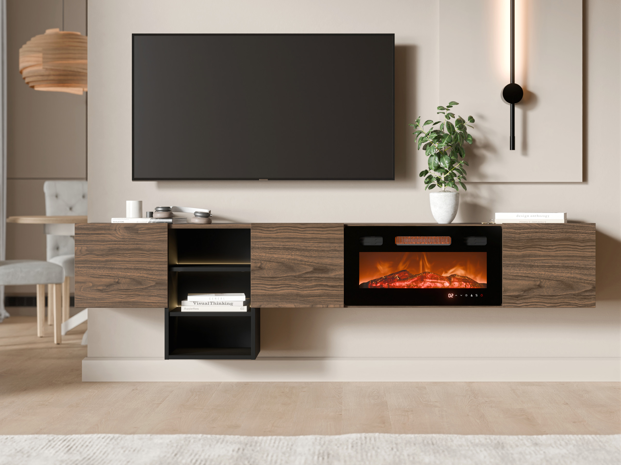 TV stand Charlotte 218 (Walnut + Black)