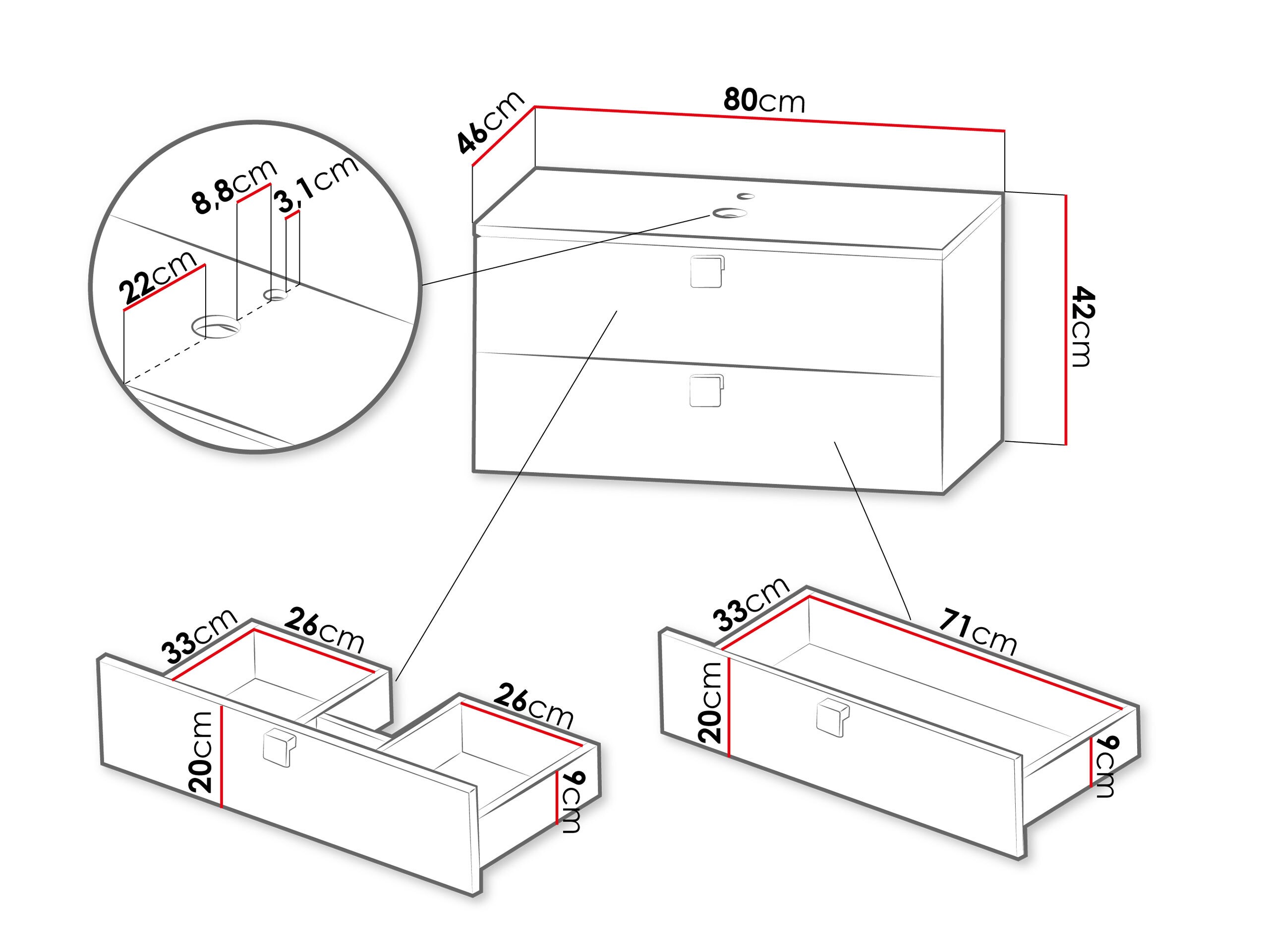 Wall-mounted bathroom cabinet for washbasin Gratal