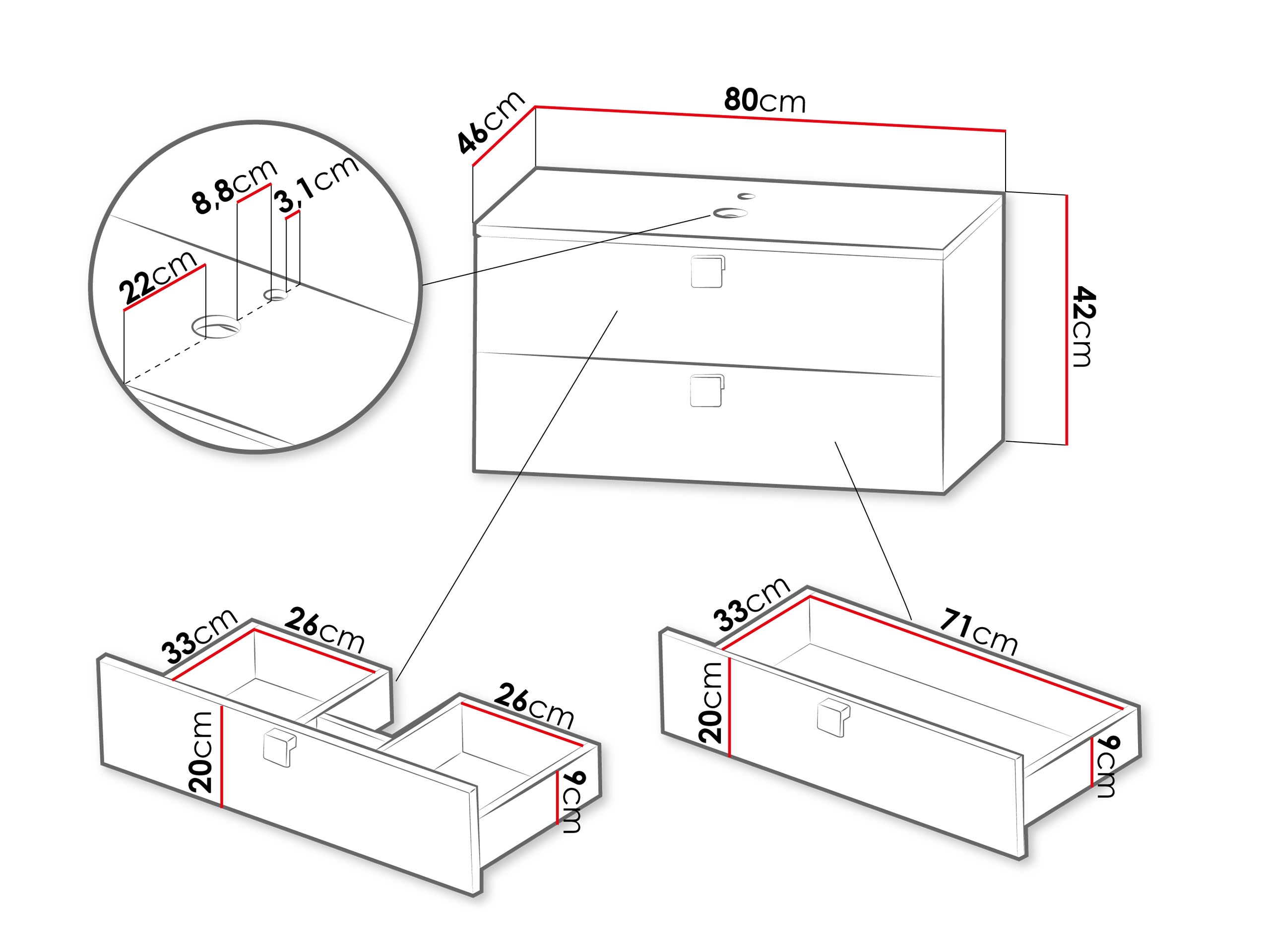 Wall-mounted bathroom cabinet for washbasin Gratal
