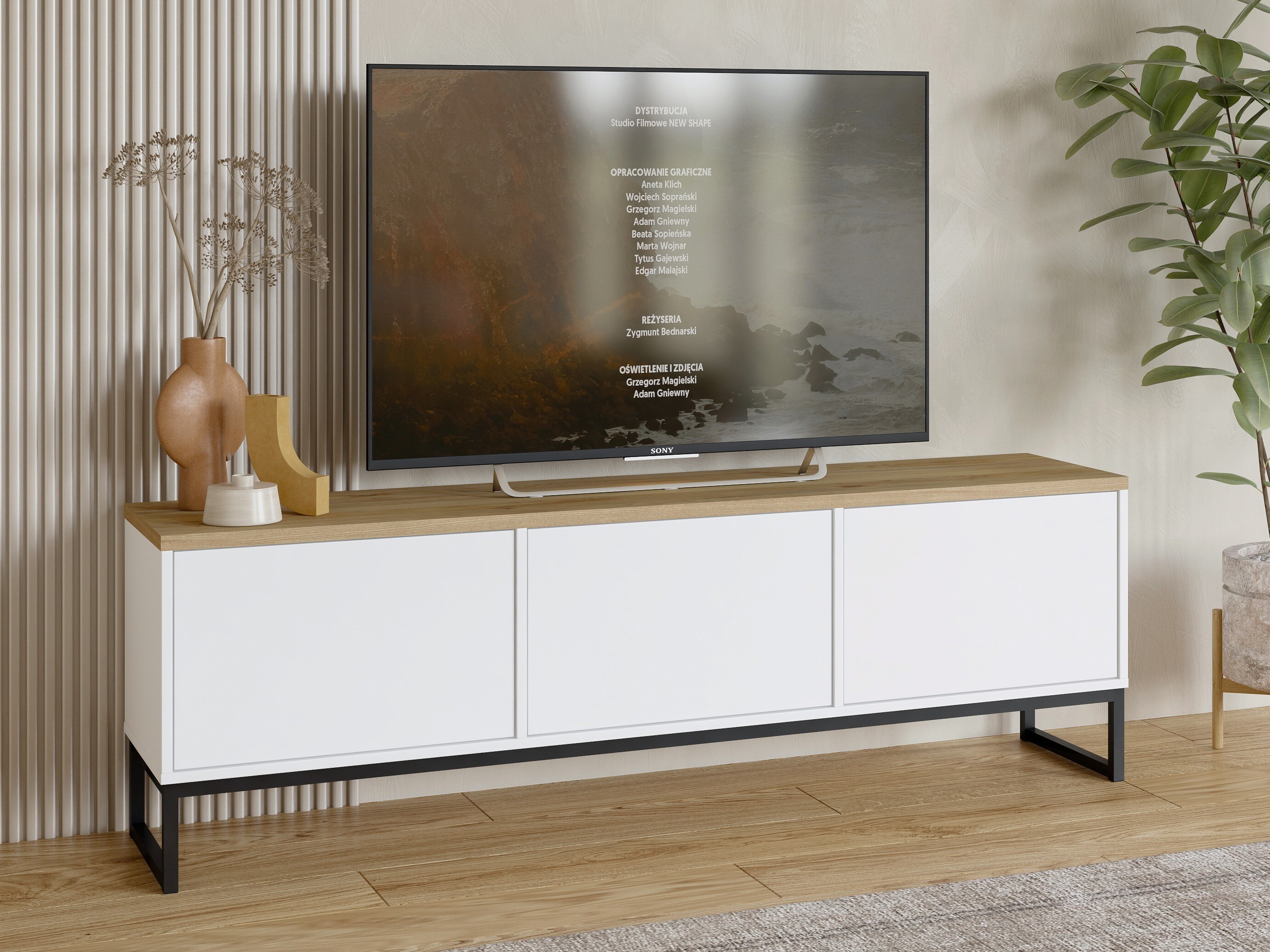 TV stand Camtolo 100 (White + Light oak)