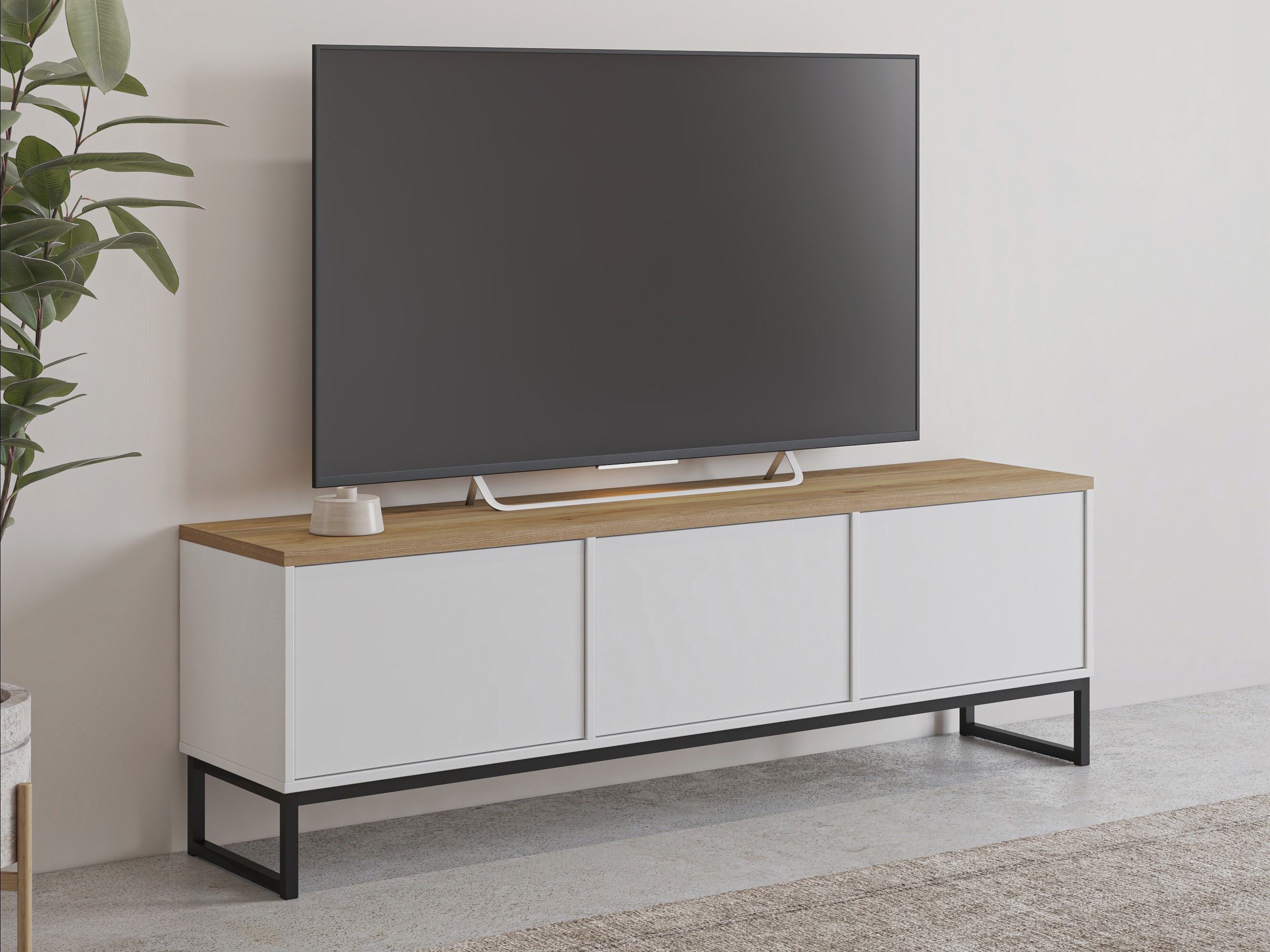 TV stand Camtolo 100 (White + Light oak)