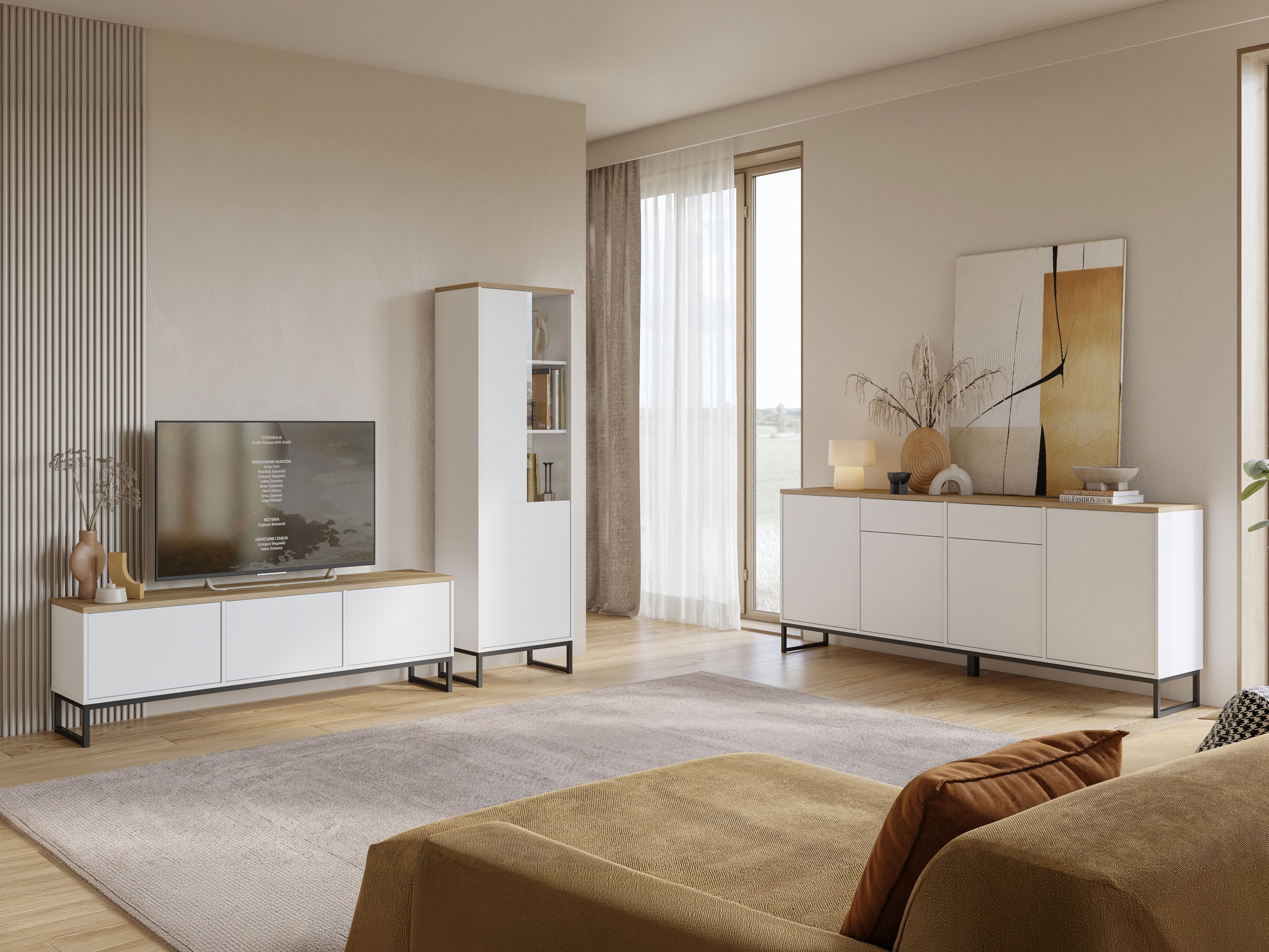 Bookcase Camtolo 104 (White + Light oak)