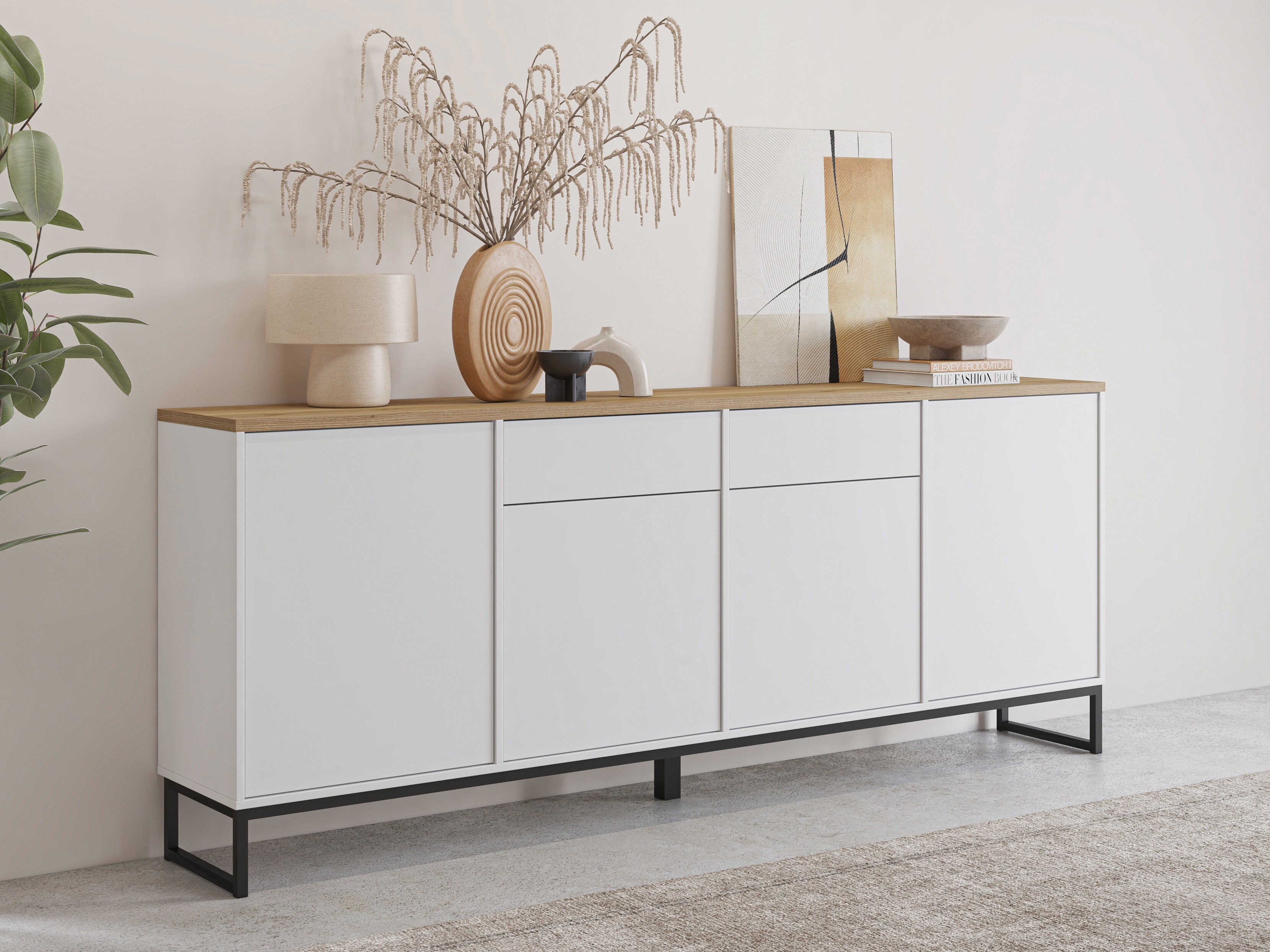 Chest of drawers Camtolo 102 (White + Light oak)
