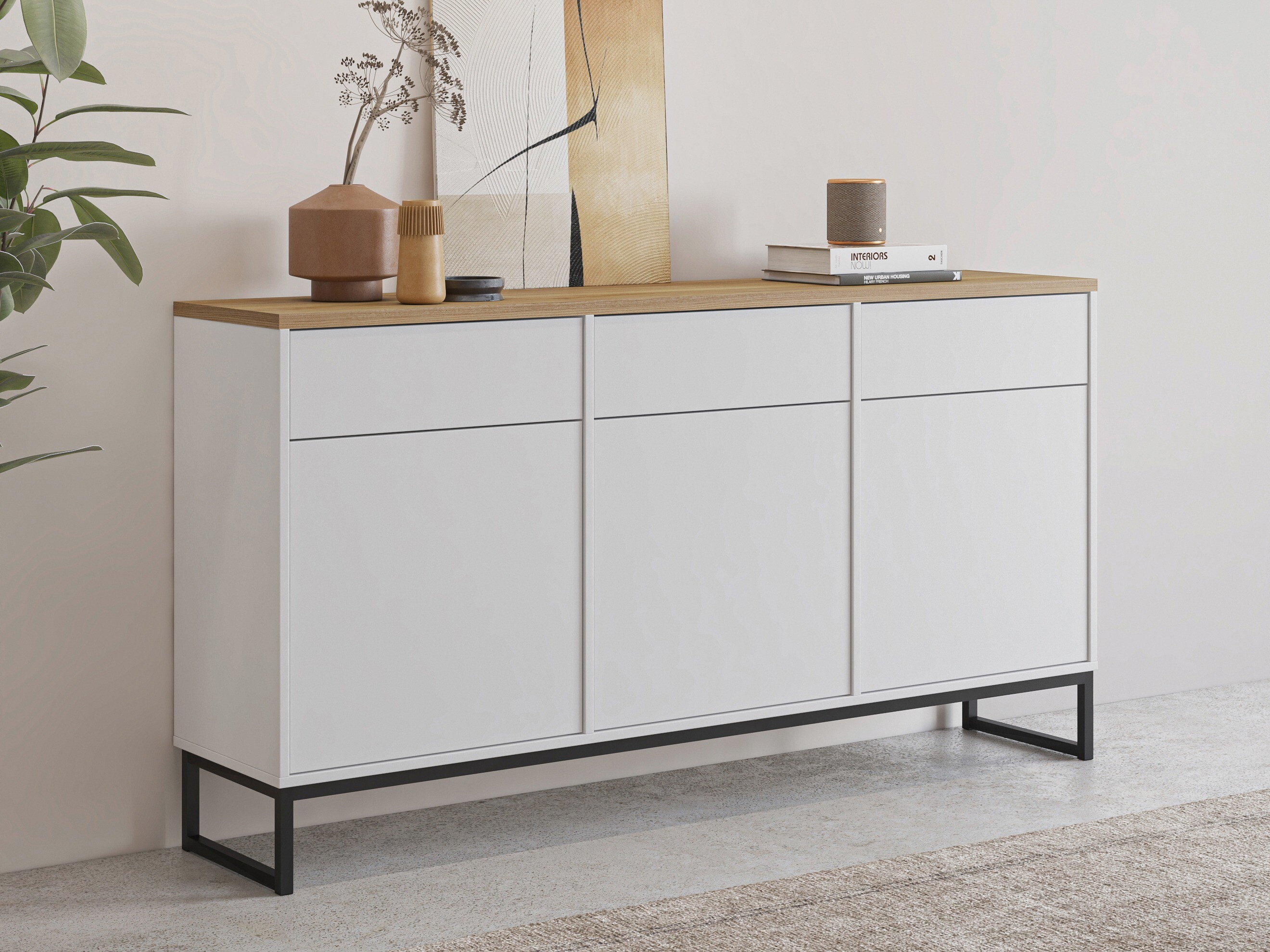 Chest of drawers Camtolo 103 (White + Light oak)