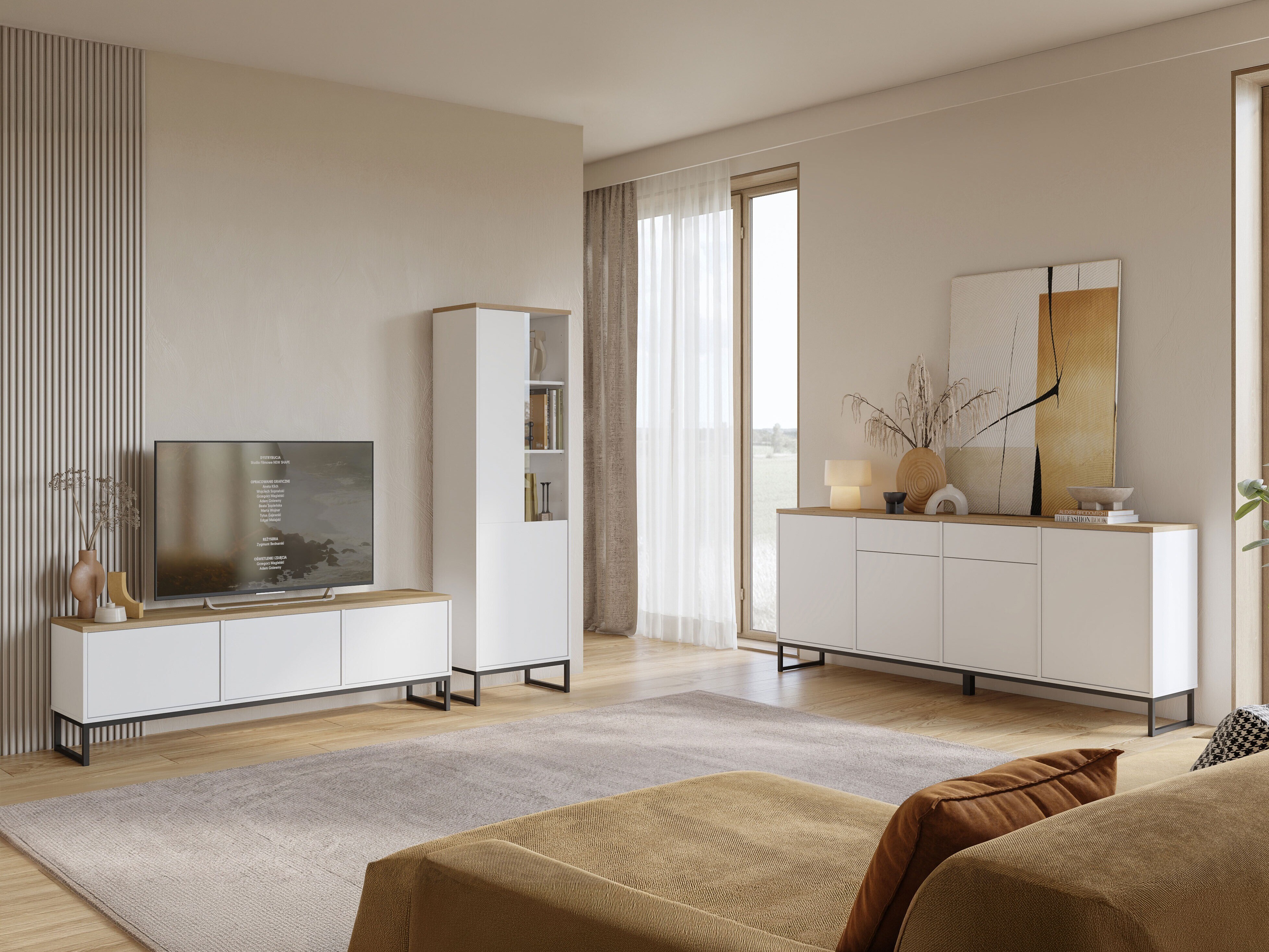 TV stand Camtolo 100 (White + Light oak)
