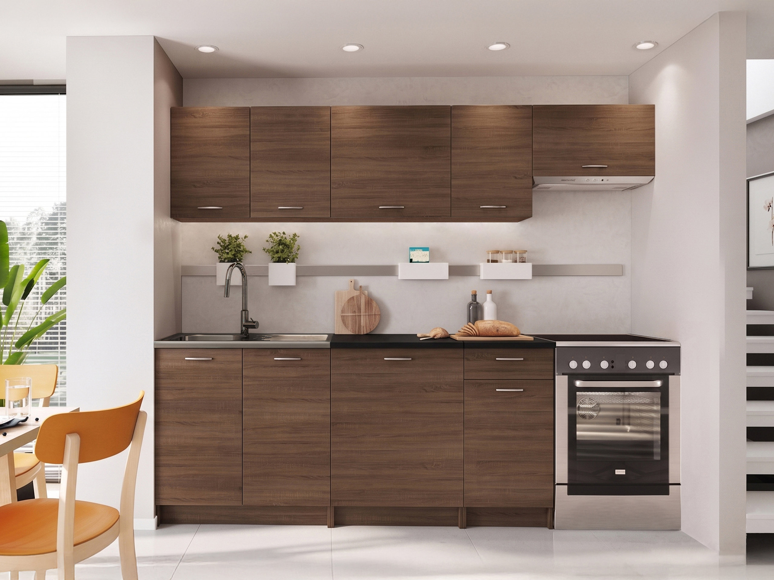 Kitchen set Ota II (Walnut + Black)