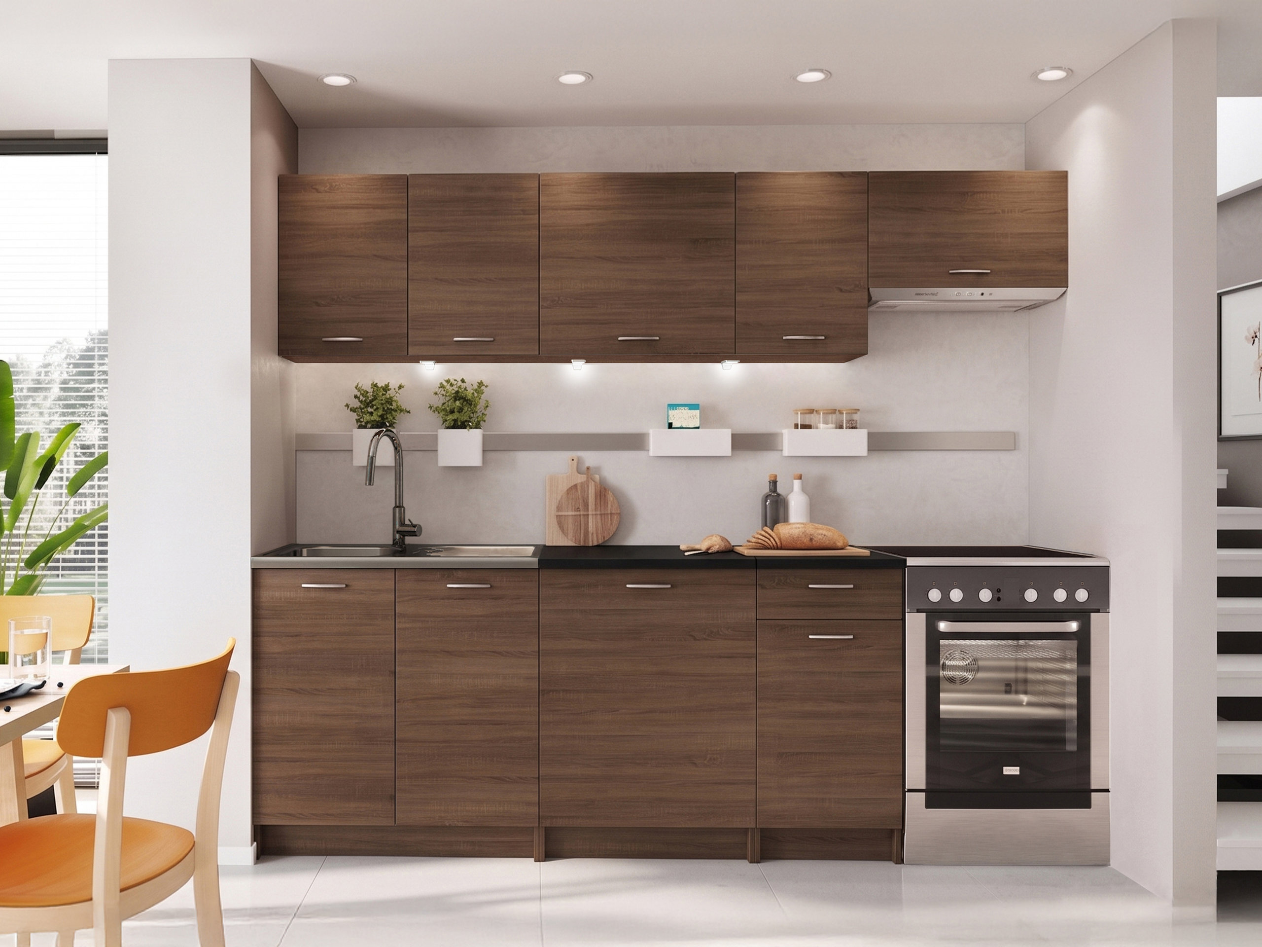Kitchen set Ota II (Walnut + Black)