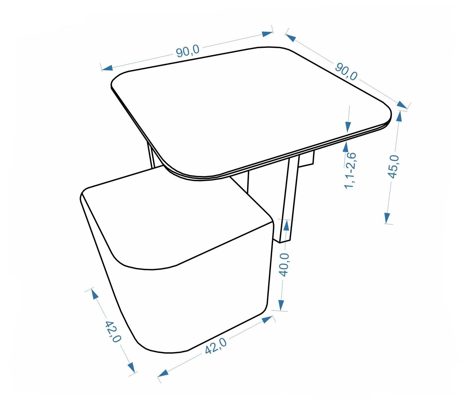 Coffee table Houston 2220 Ottomans included