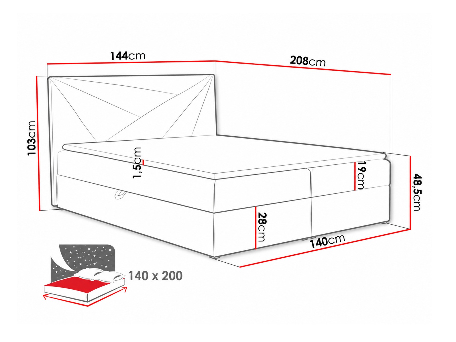 Continental bed Pons II (Kronos 15)