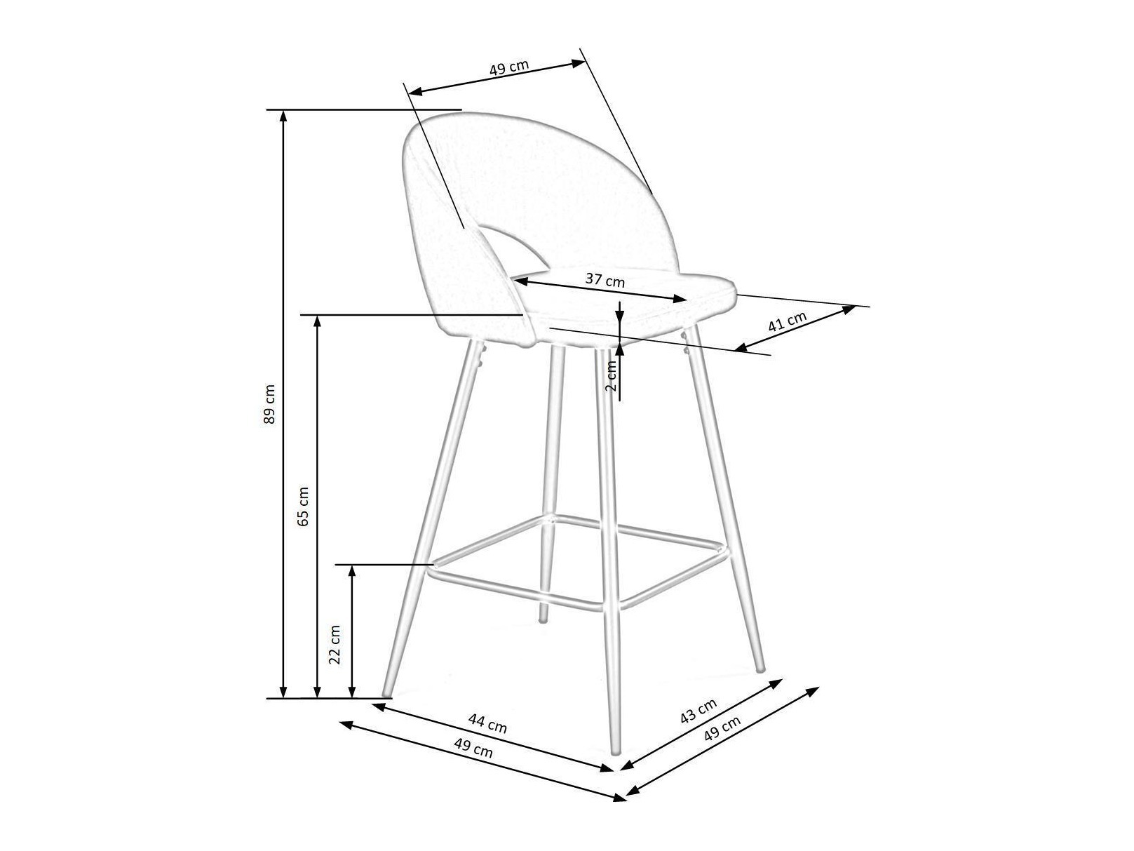 Counter stool Houston 881 (Dark blue + Black)