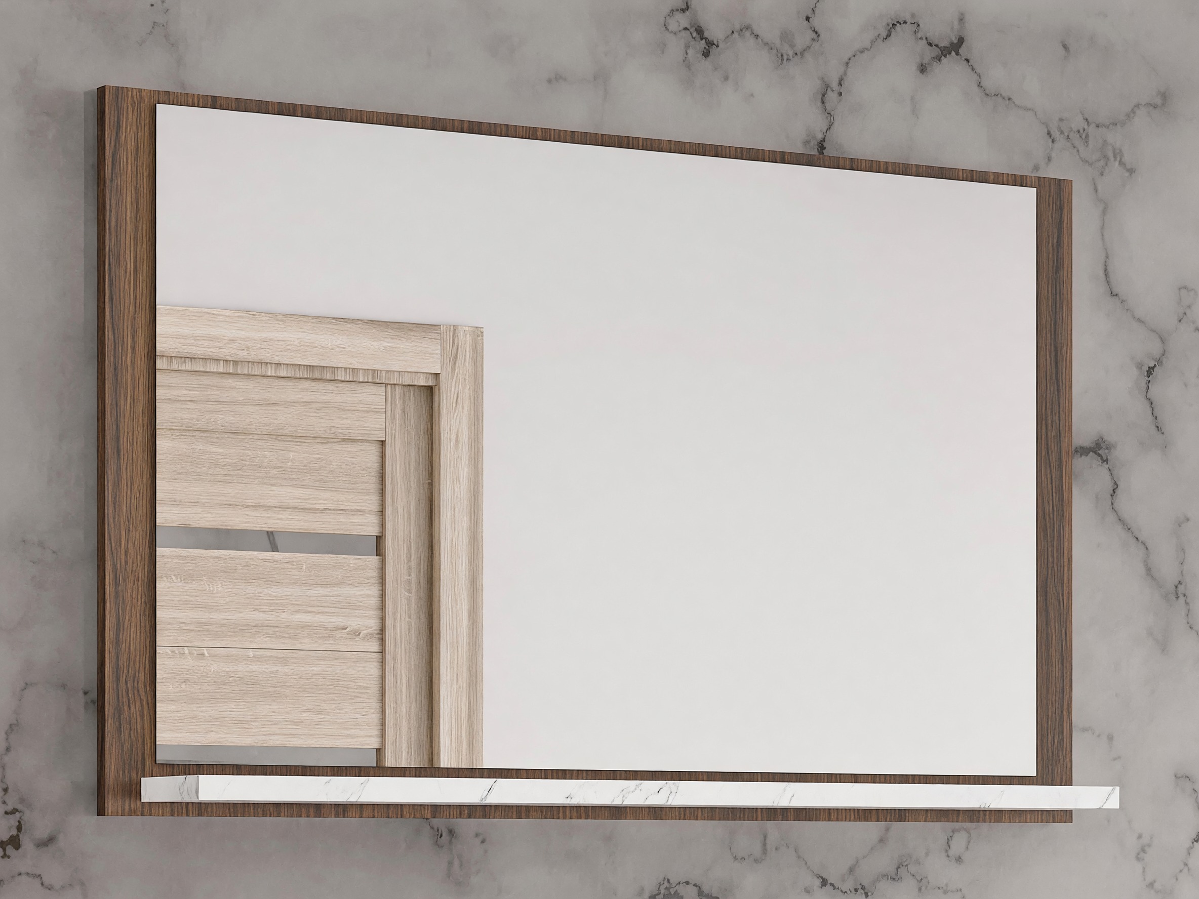 Bathroom mirror Salus (Walnut + White marble)