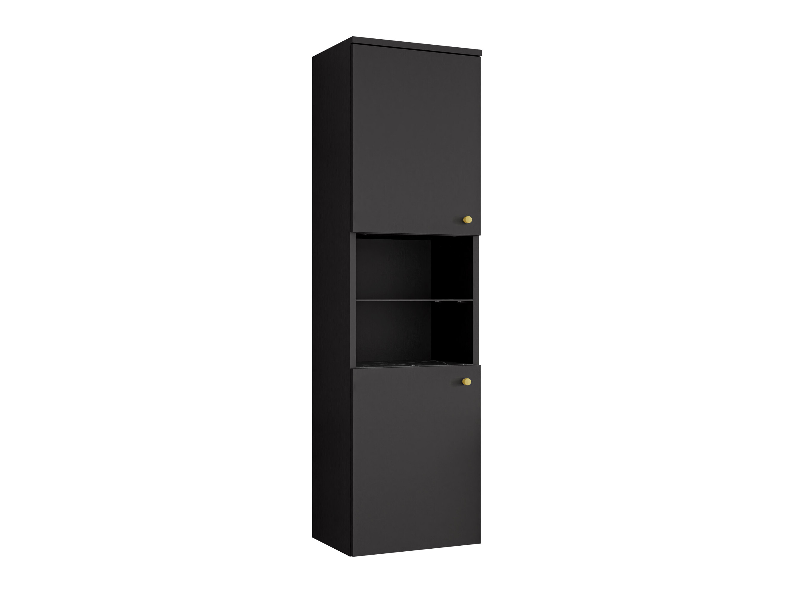 Wall-mounted bathroom cabinet Salus (Black + Black marble)
