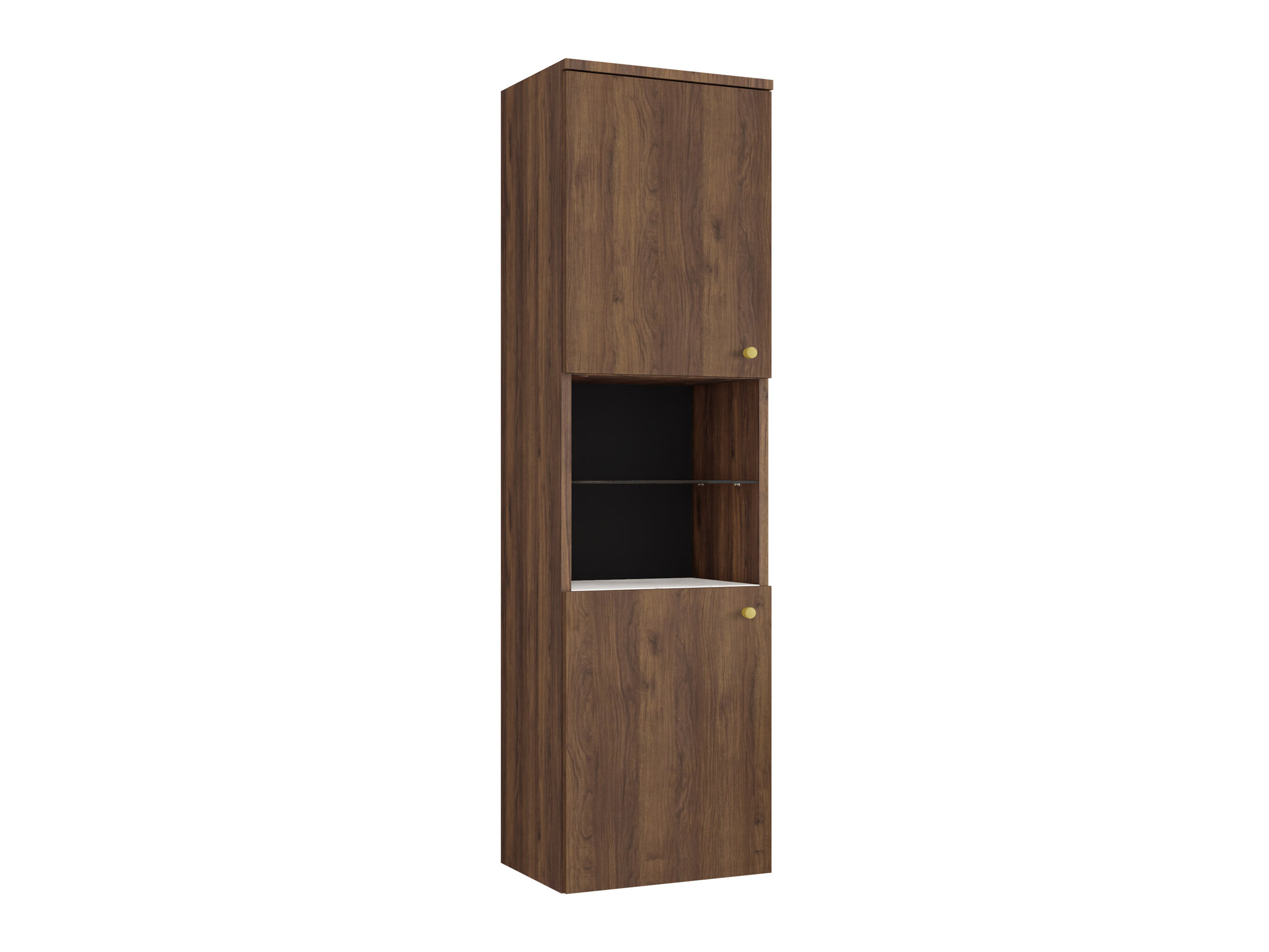 Wall-mounted bathroom cabinet Salus (Walnut + White marble)