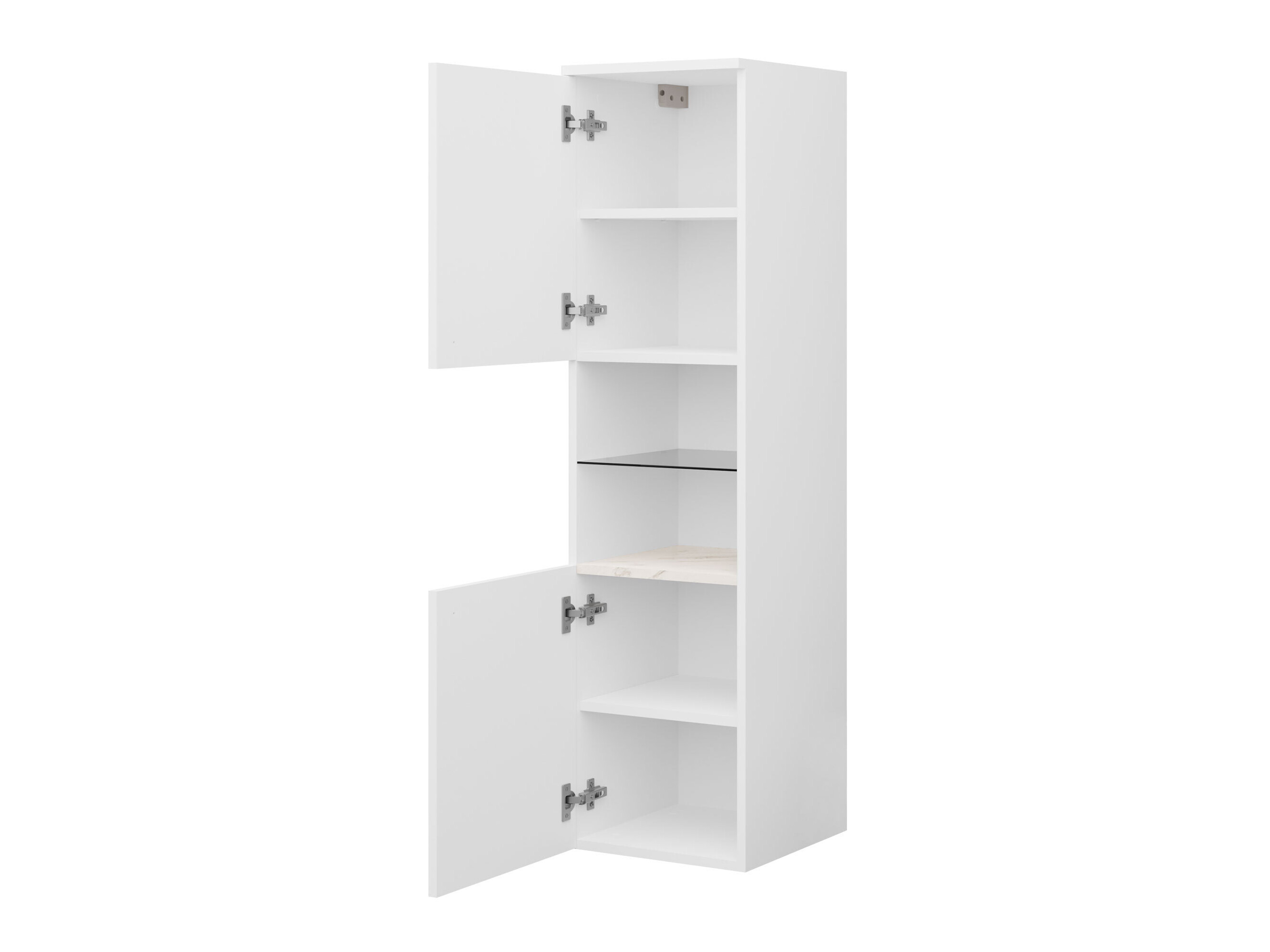 Wall-mounted bathroom cabinet Salus (White + White marble)