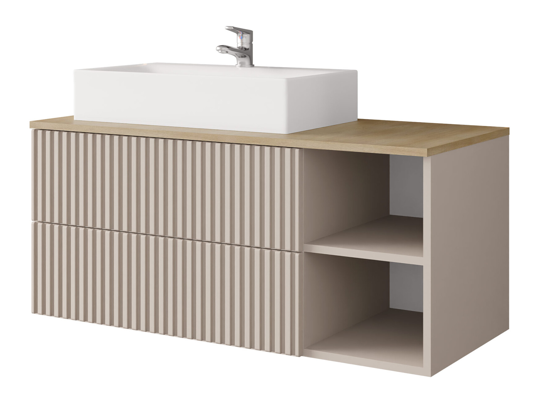 Wall-mounted bathroom cabinet for washbasin Nauta (Cashmere + Cremona oak)