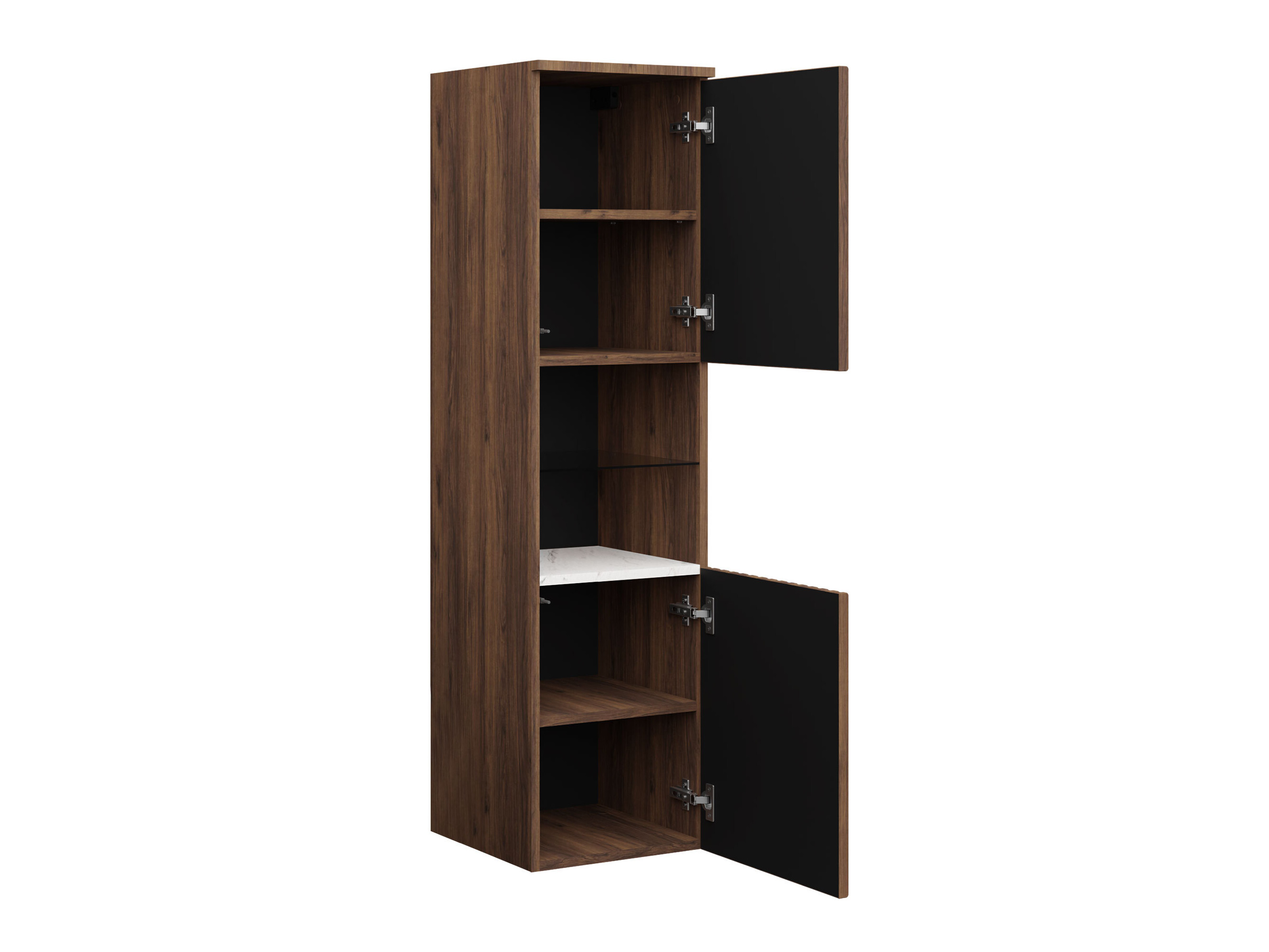 Wall-mounted bathroom cabinet Nauta (Black + Black marble)