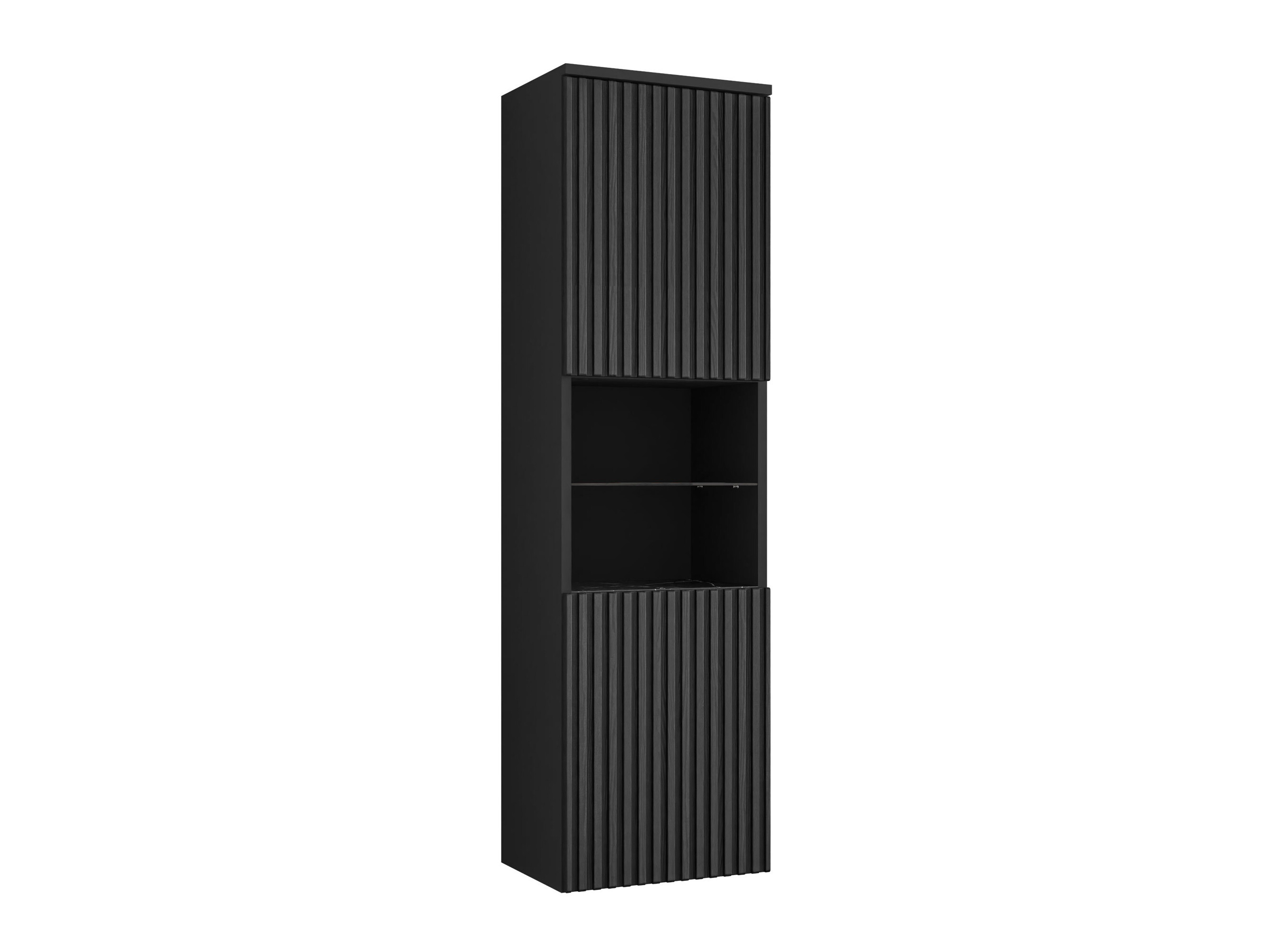 Wall-mounted bathroom cabinet Nauta (Black + Black marble)