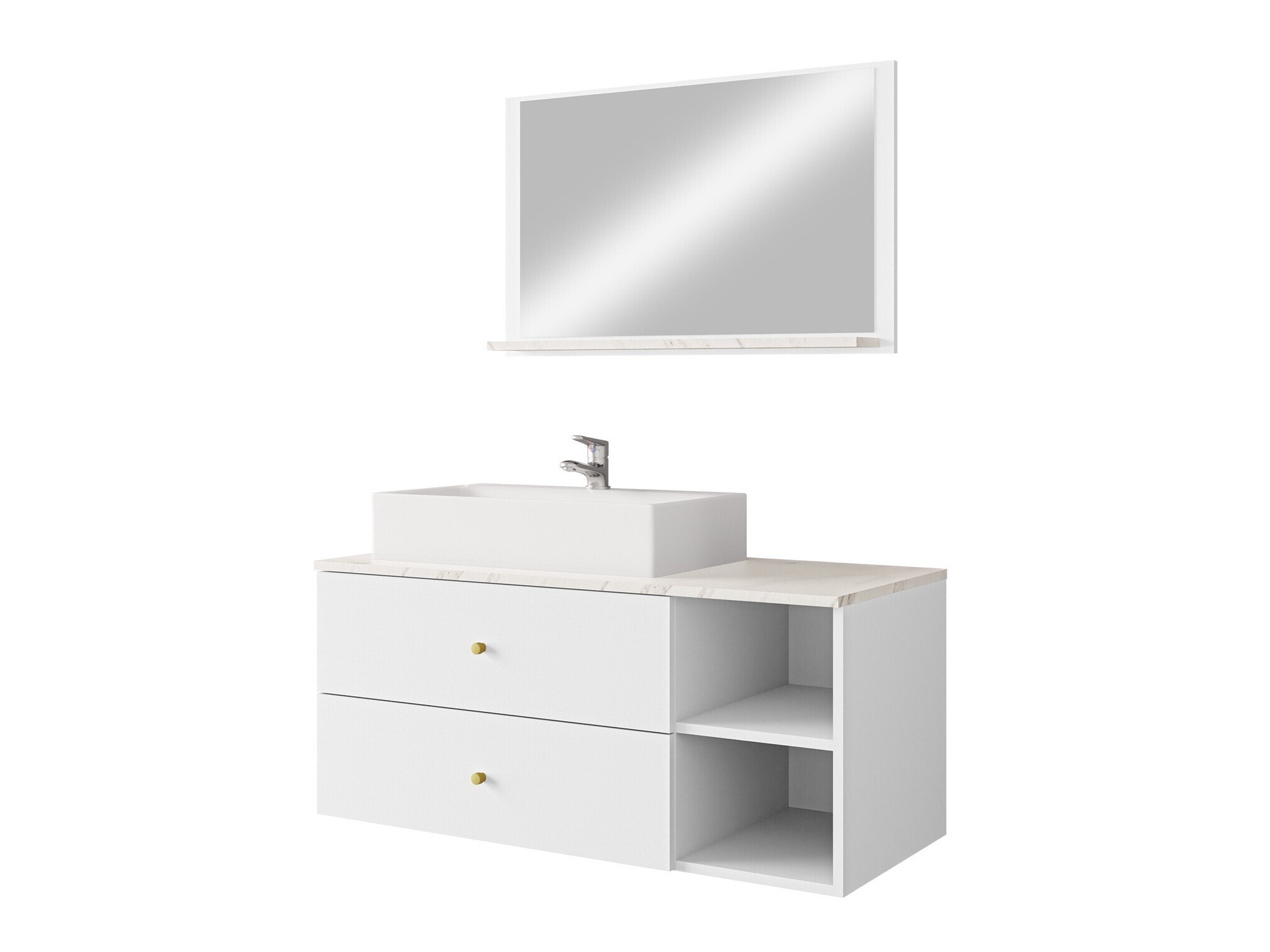 Bathroom set Salus I (White + White marble)