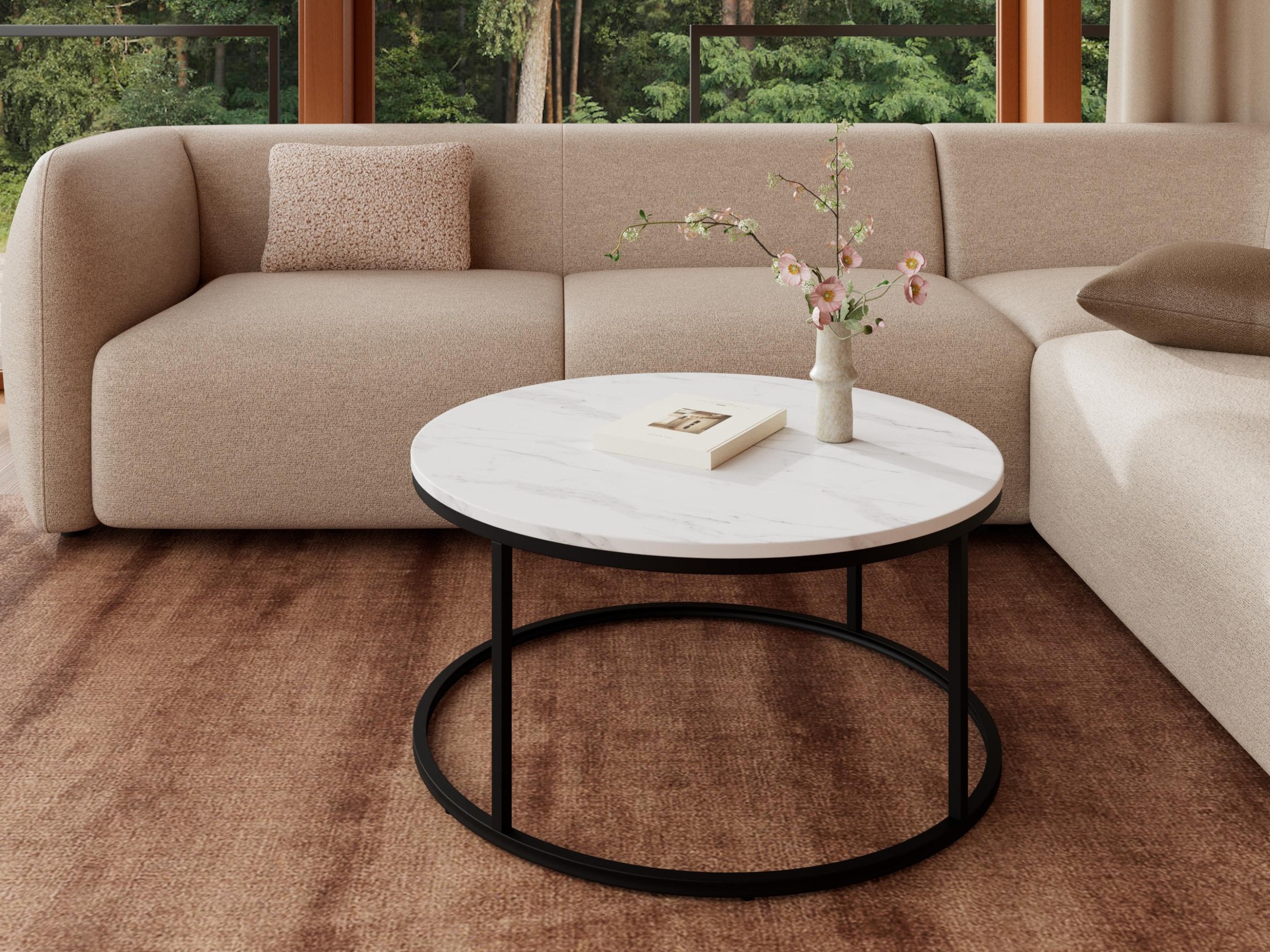 Coffee table Norsica 692 (Black + White marble)