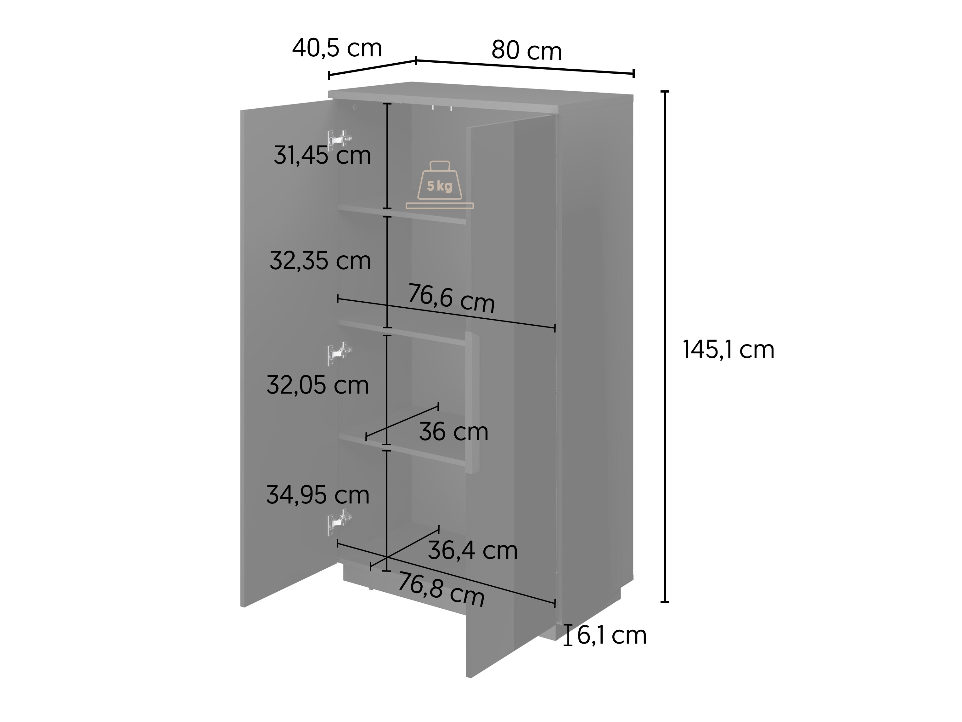Bookcase Talevaro 104 (Black + Glossy black)
