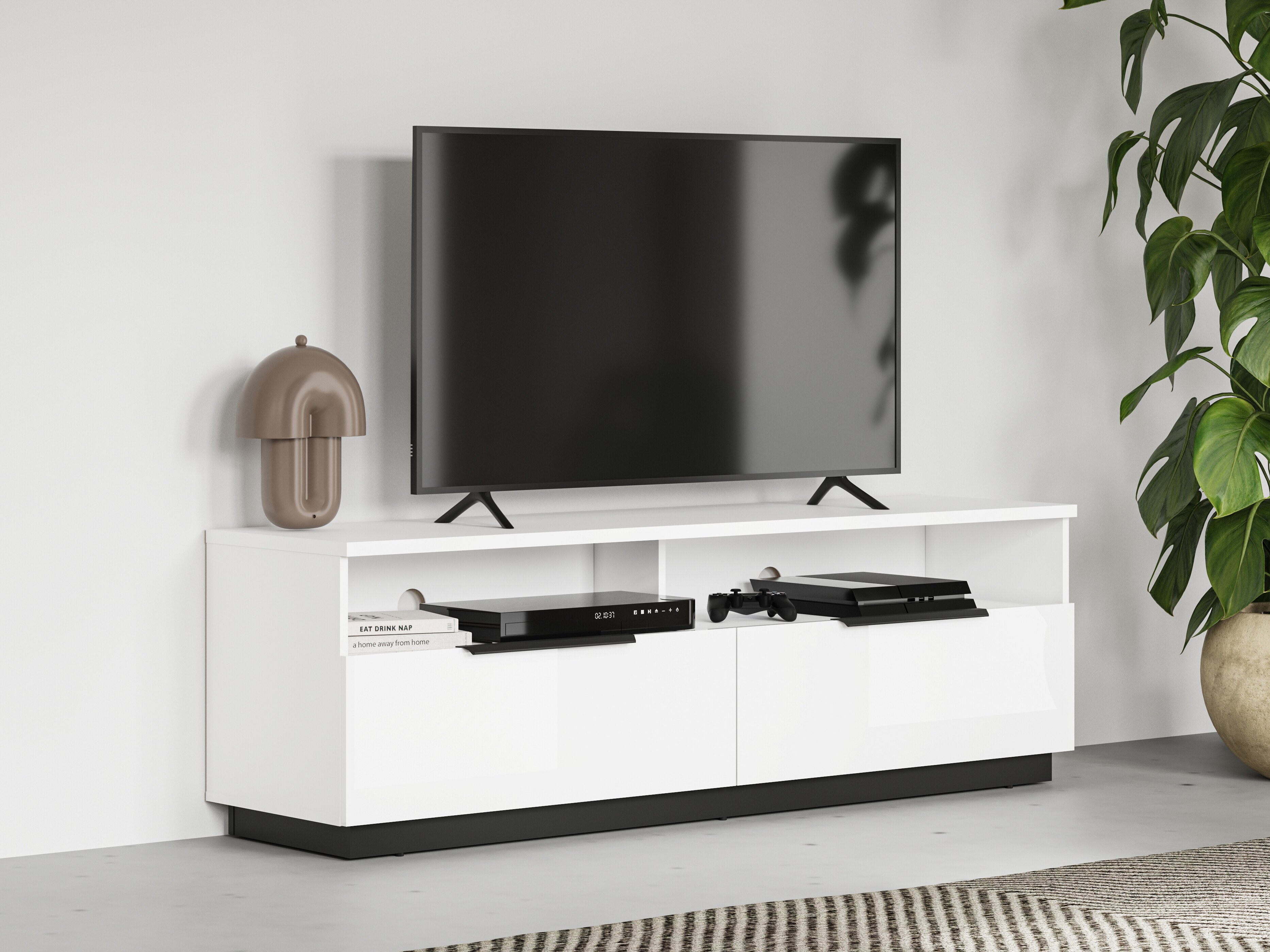 TV stand Talevaro 103 (White + Glossy white)