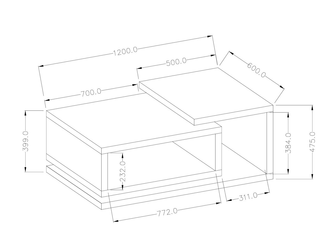 Coffee table Lutiva 104 (Matt black)