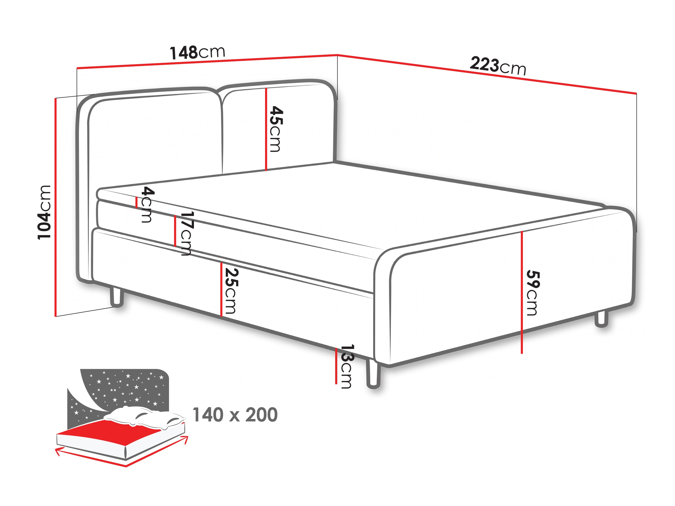 Continental bed Margate 130 (Tilia 03)