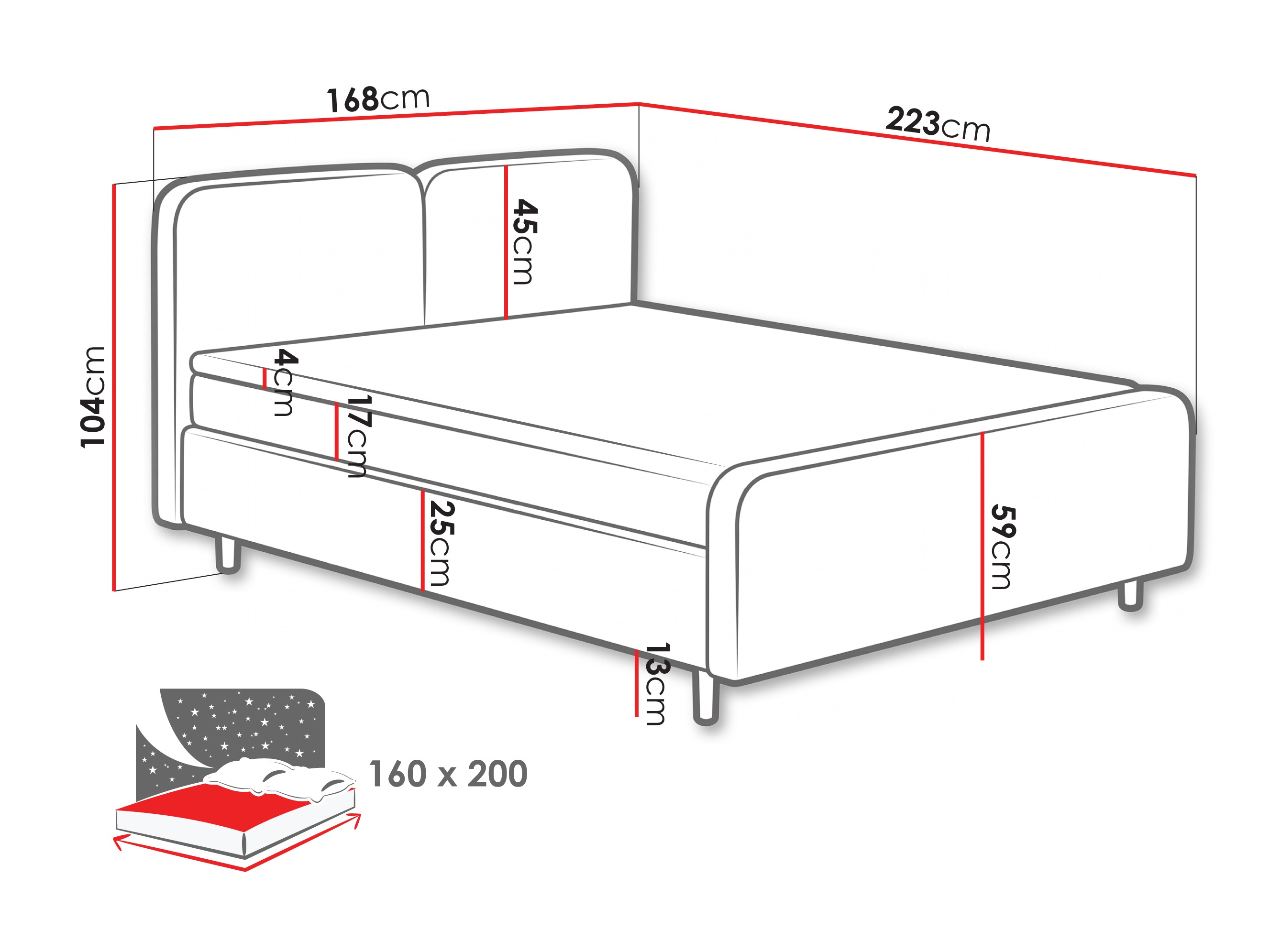 Continental bed Margate 130 (Tilia 03)