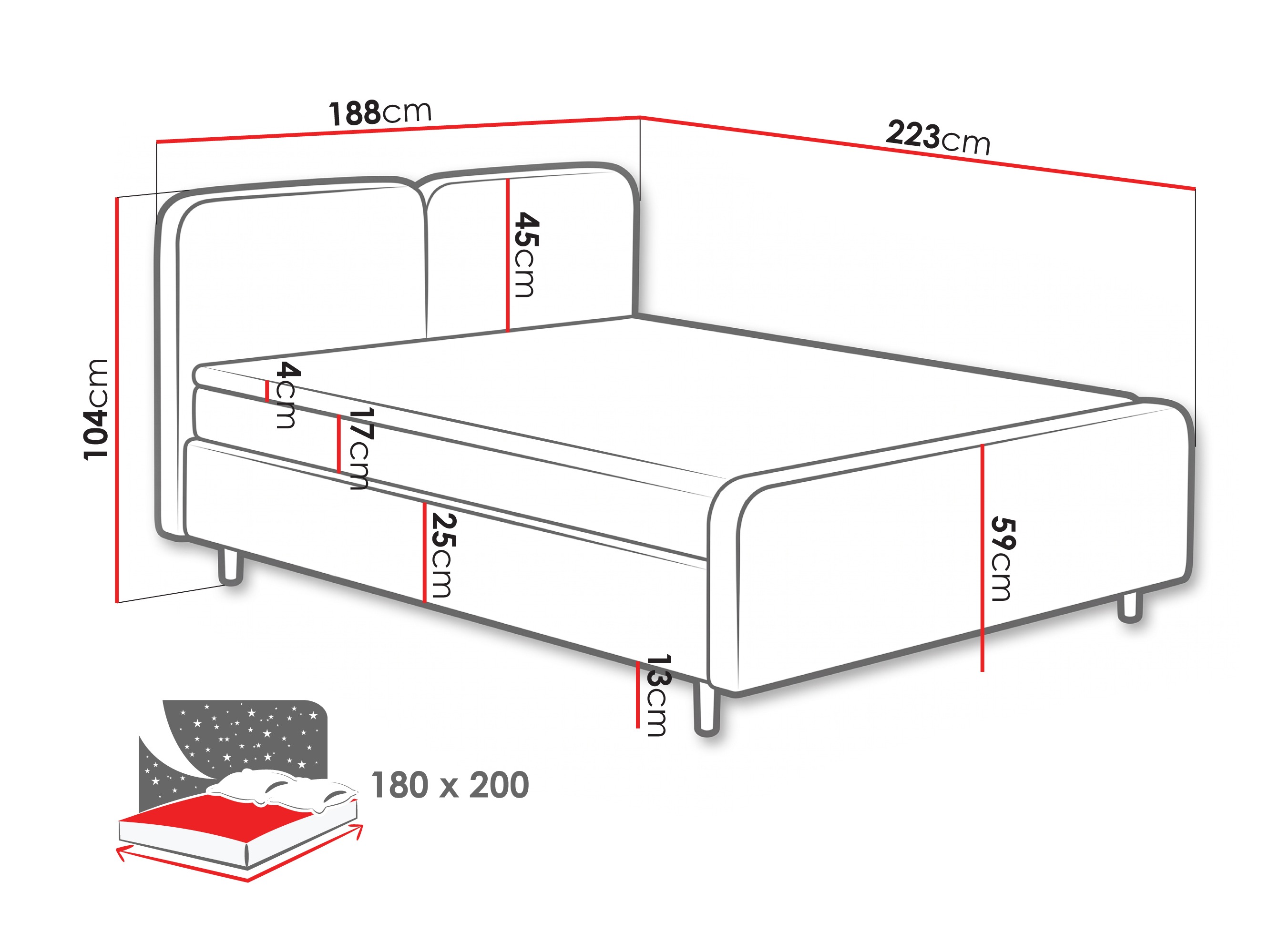 Continental bed Margate 130 (Tilia 03)
