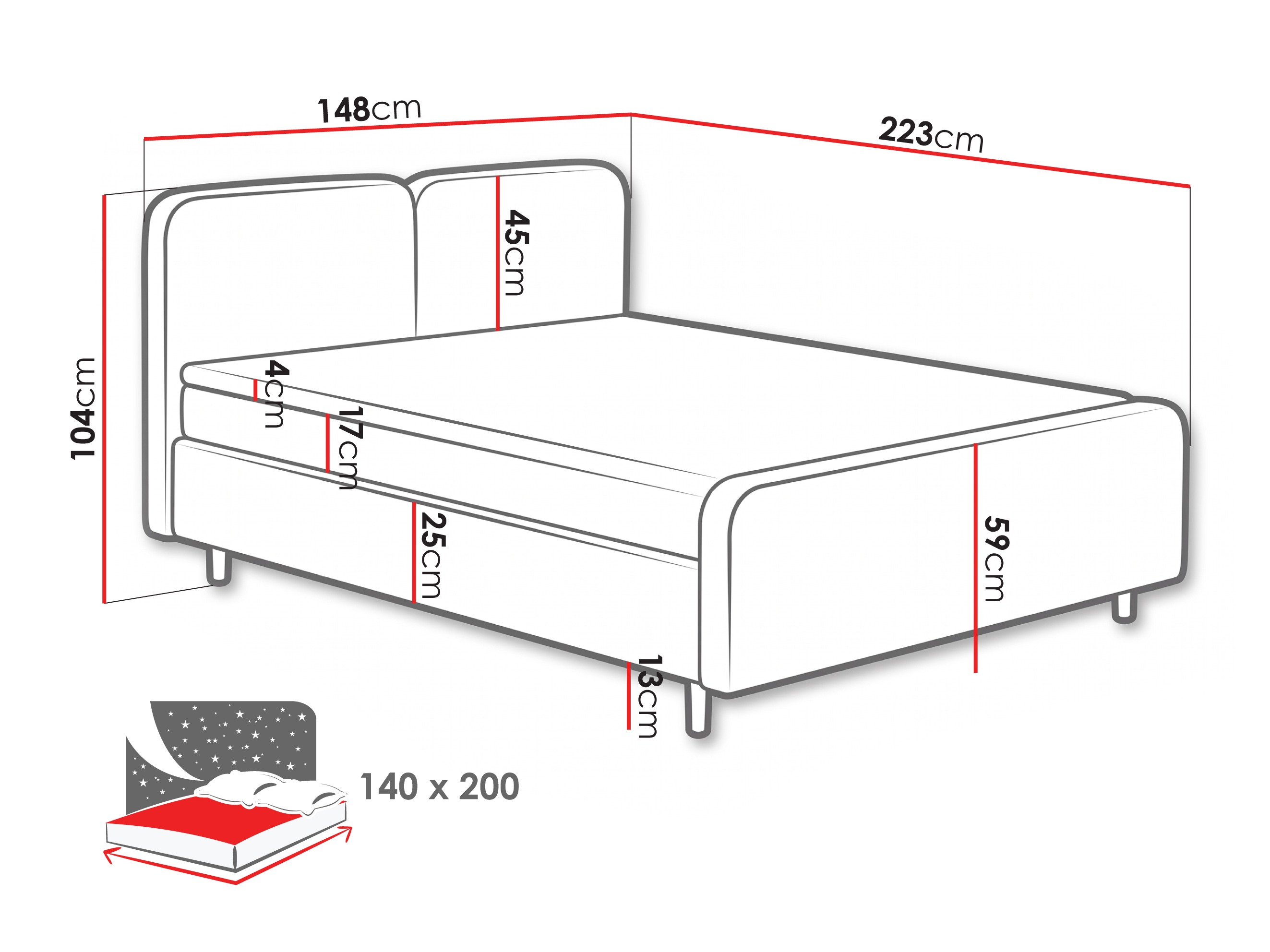 Continental bed Margate 130 (Tilia 17)