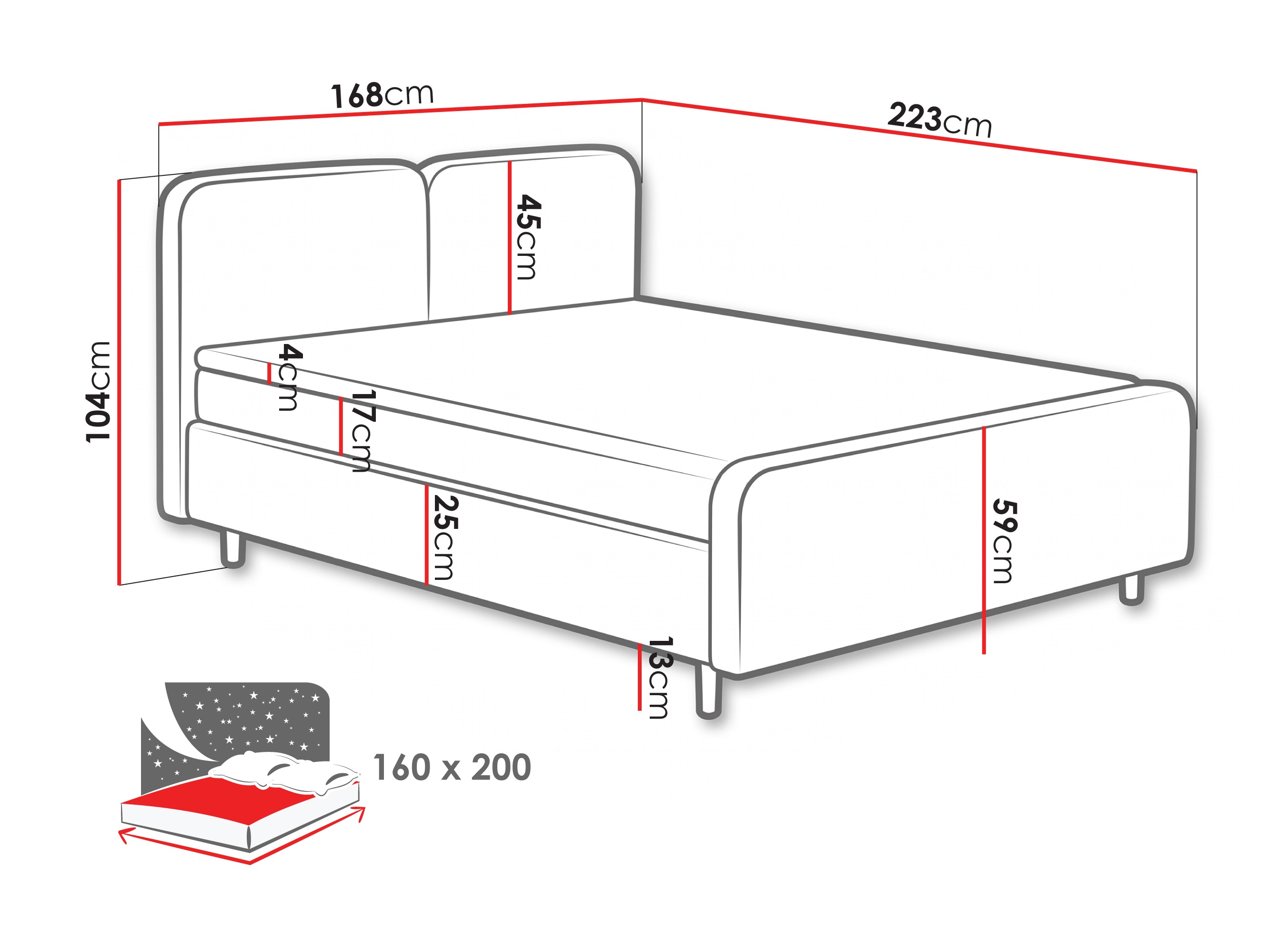 Continental bed Margate 130 (Tilia 17)