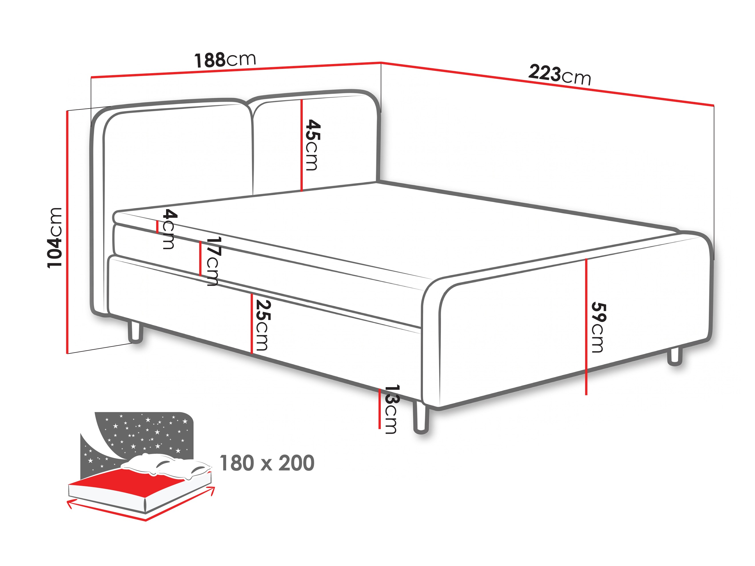 Continental bed Margate 130 (Tilia 17)