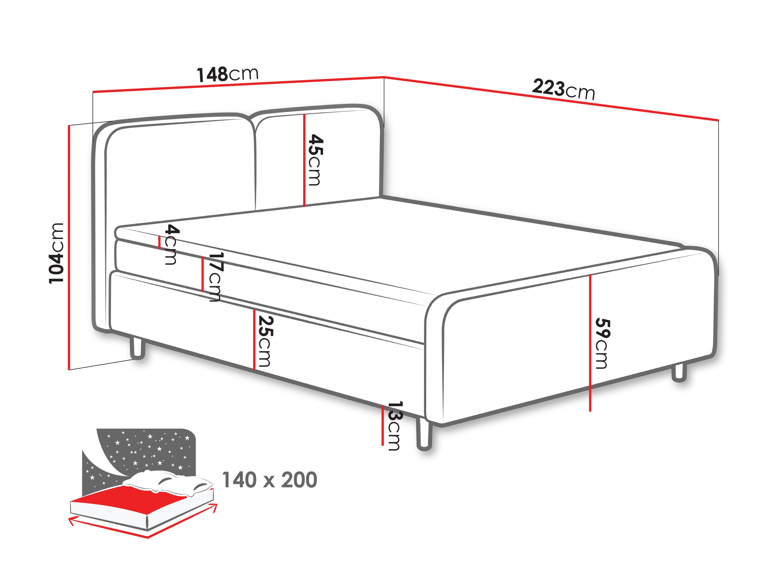 Continental bed Margate 130 (Tilia 37)