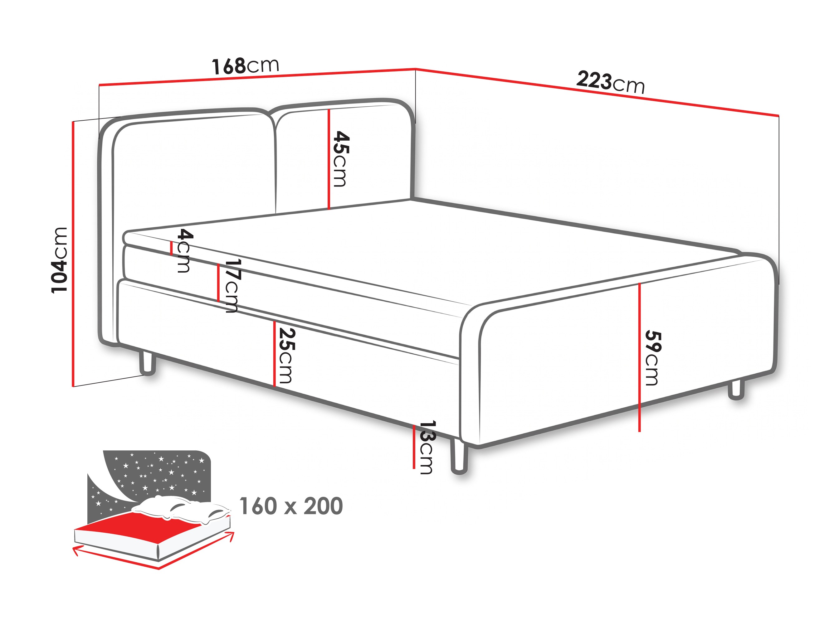 Continental bed Margate 130 (Tilia 37)