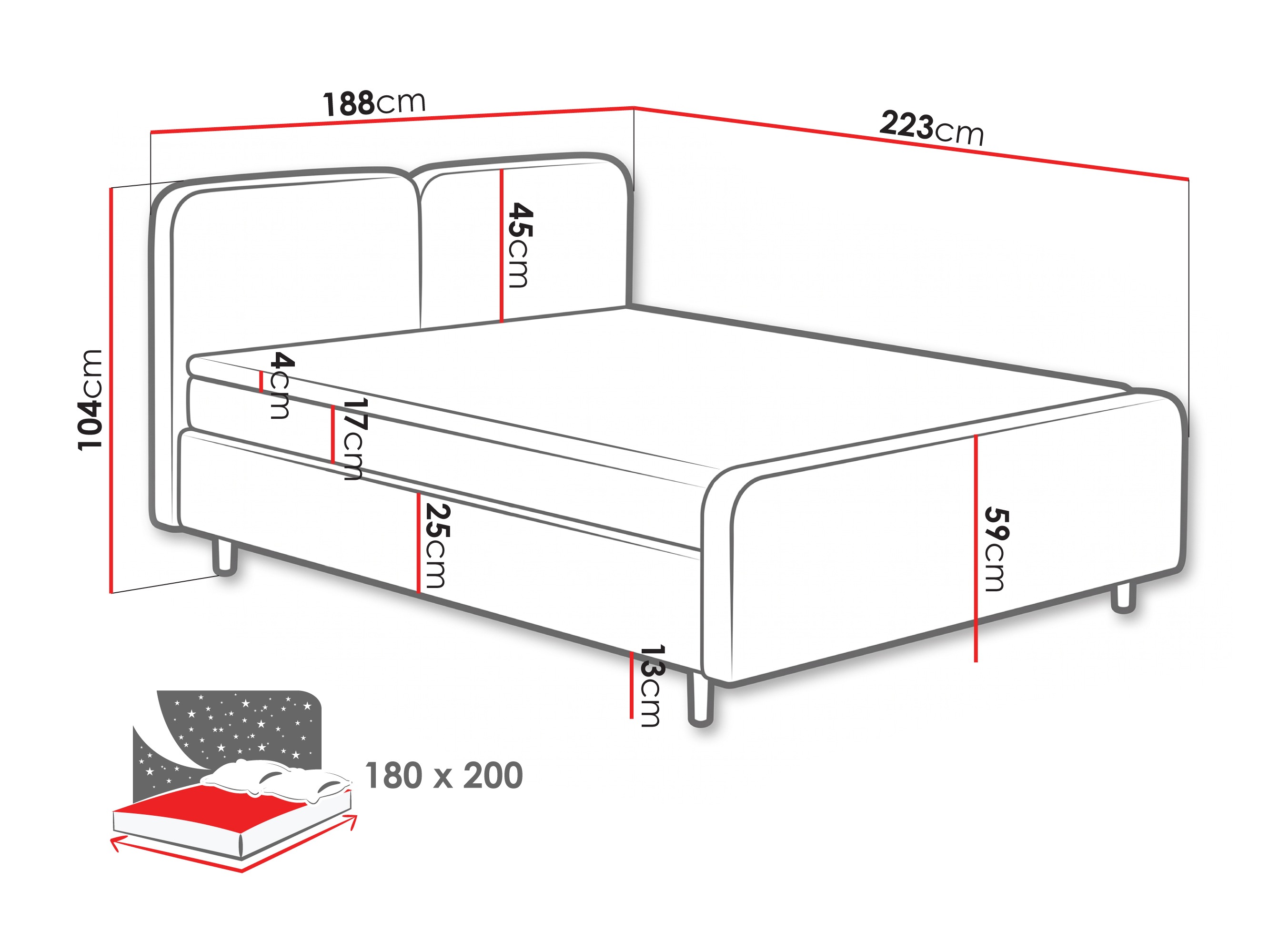 Continental bed Margate 130 (Tilia 86)