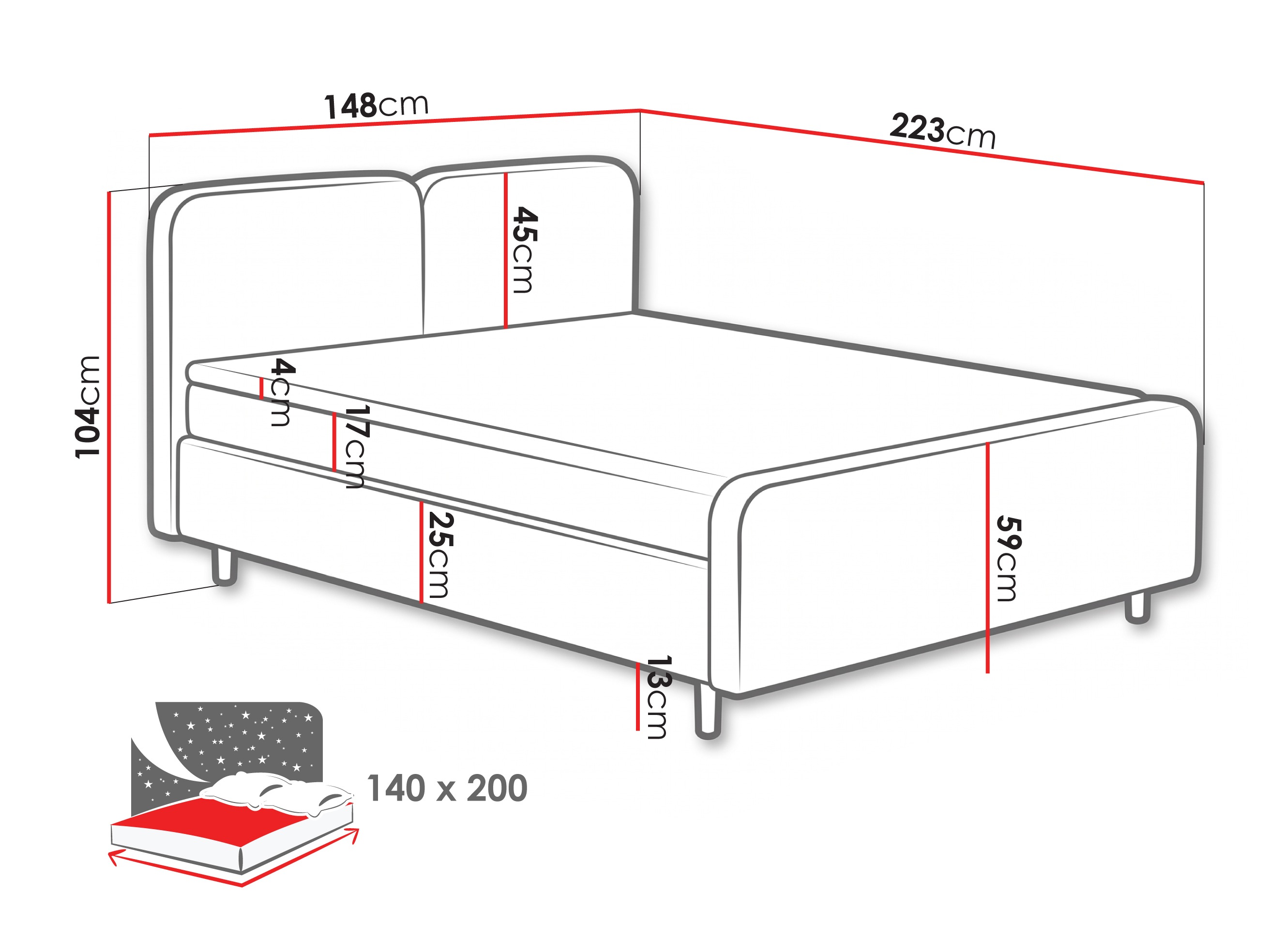 Continental bed Margate 130 (Tilia 90)