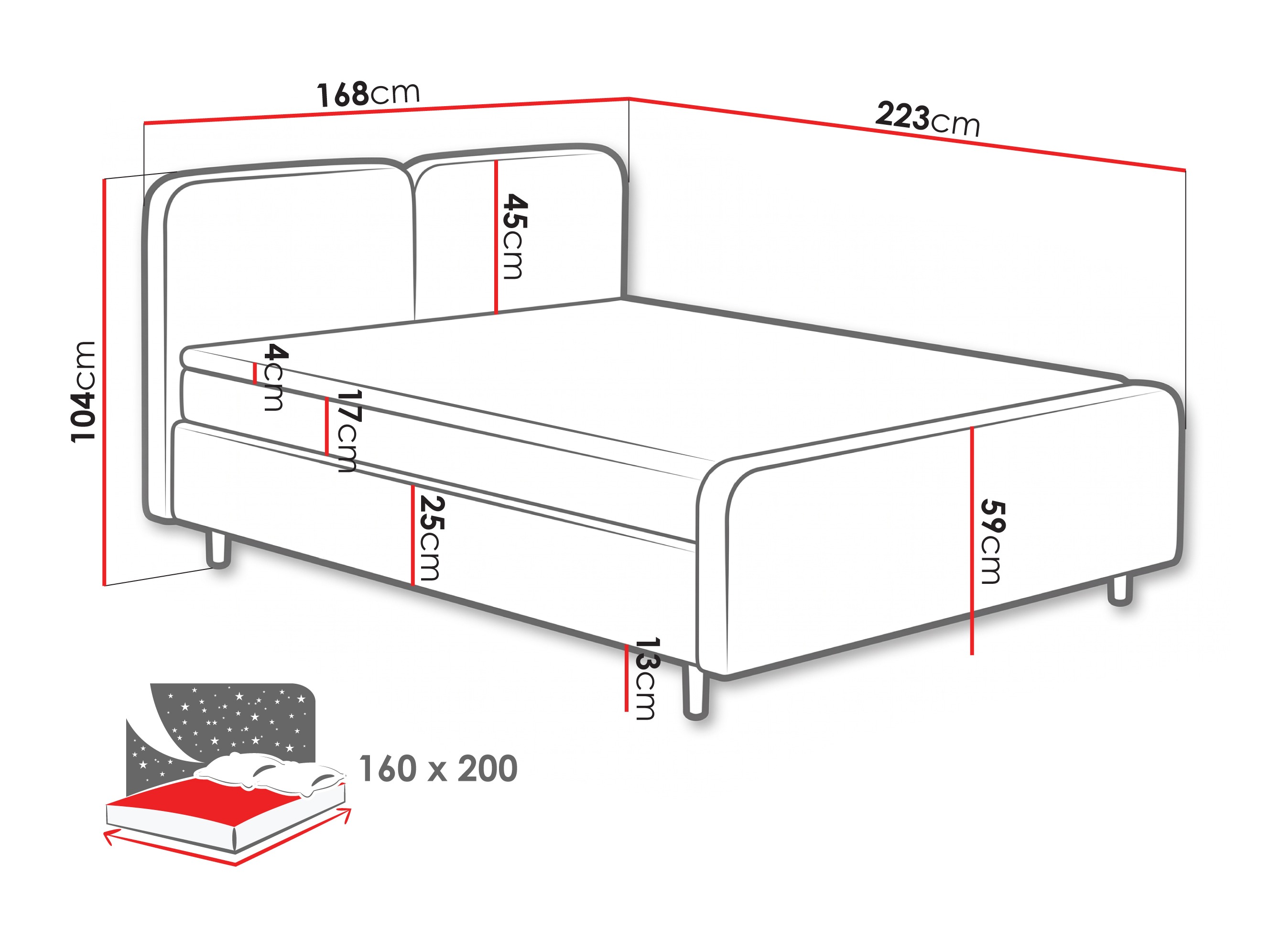 Continental bed Margate 130 (Tilia 90)