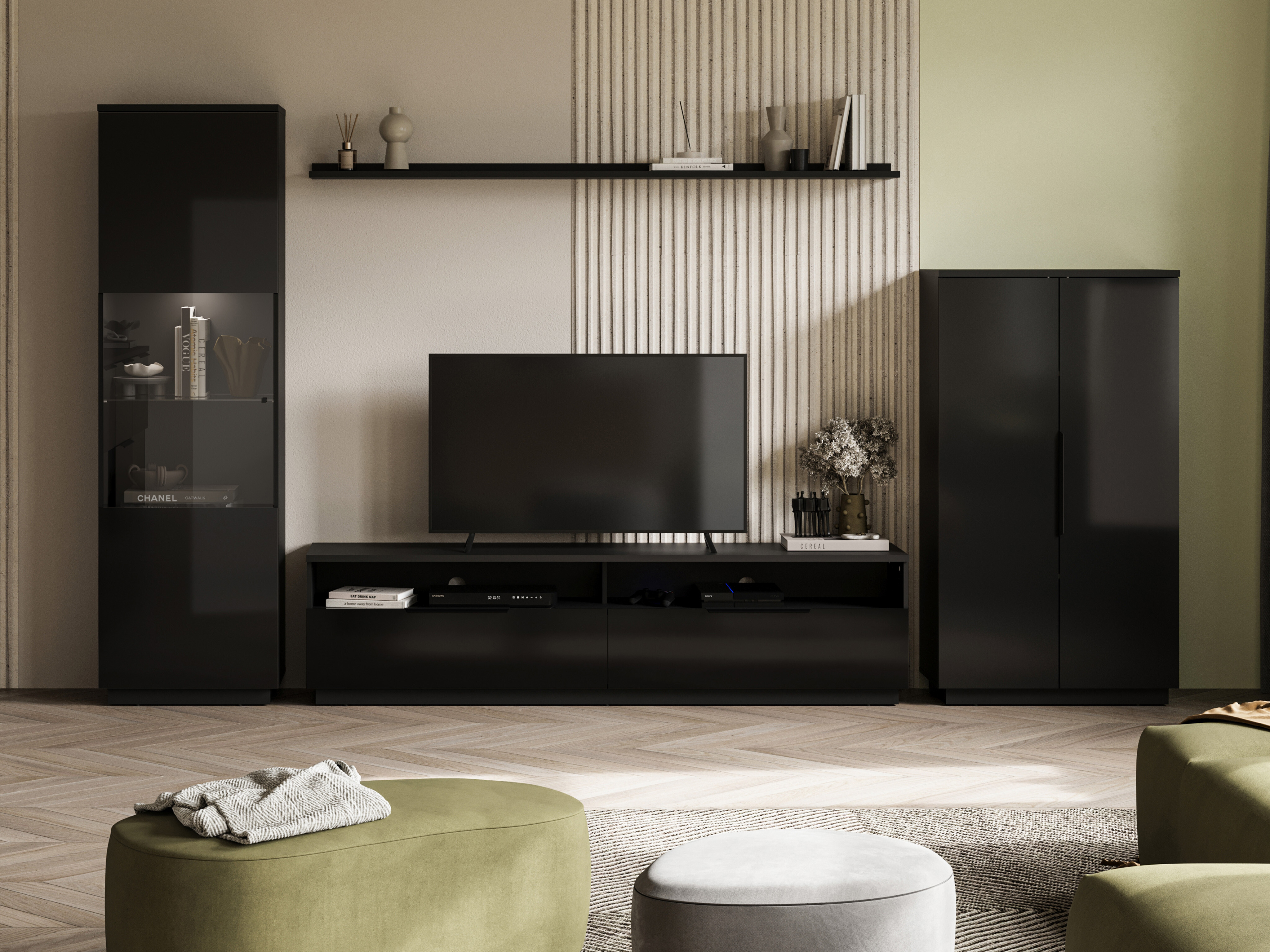 Living room set Talevaro 106 (Black + Glossy black)