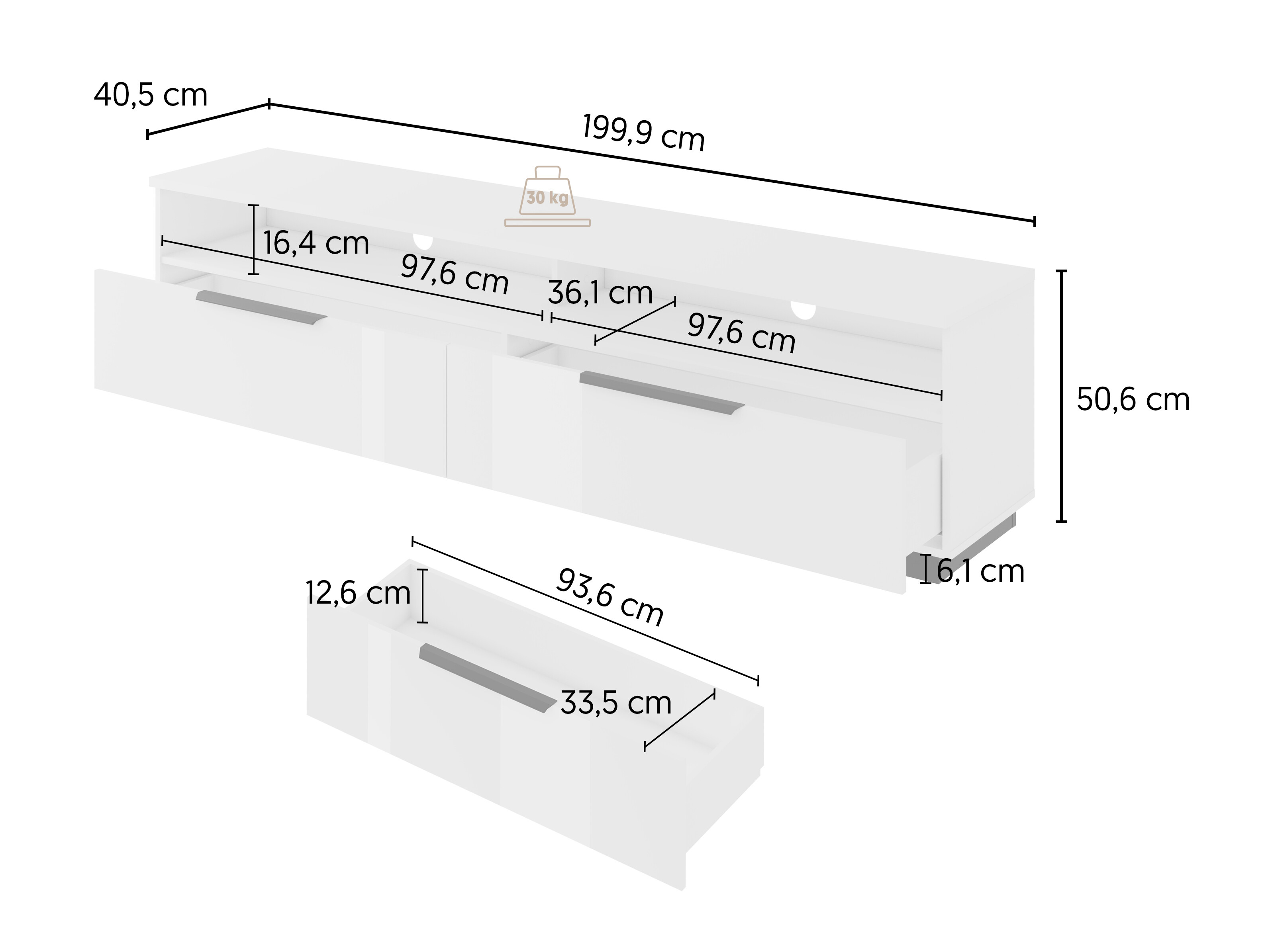 Living room set Talevaro 106 (White + Glossy white)