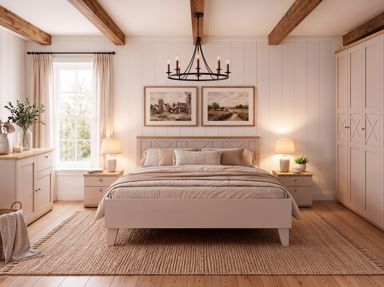Bedside table Marlire 105 (Cashmere + Light oak)