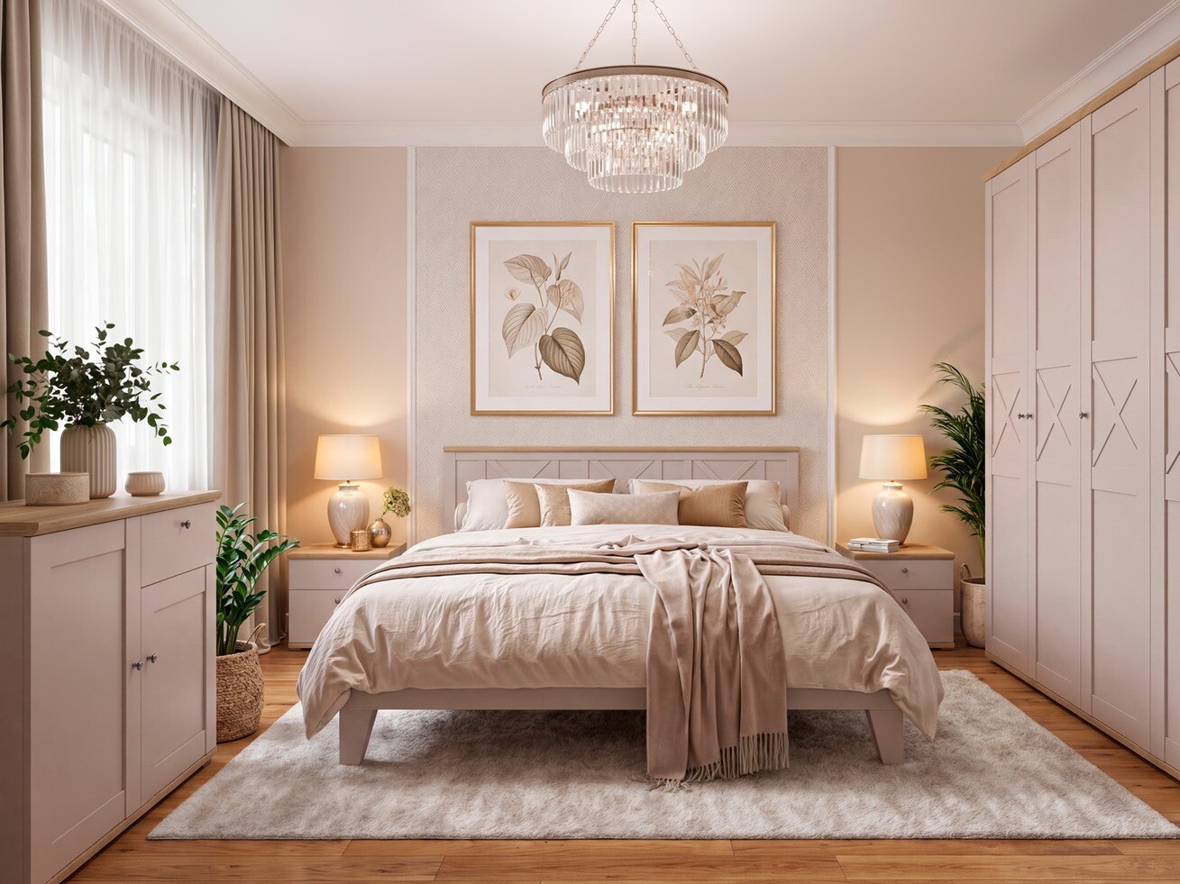 Bedside table Marlire 105 (Cashmere + Light oak)