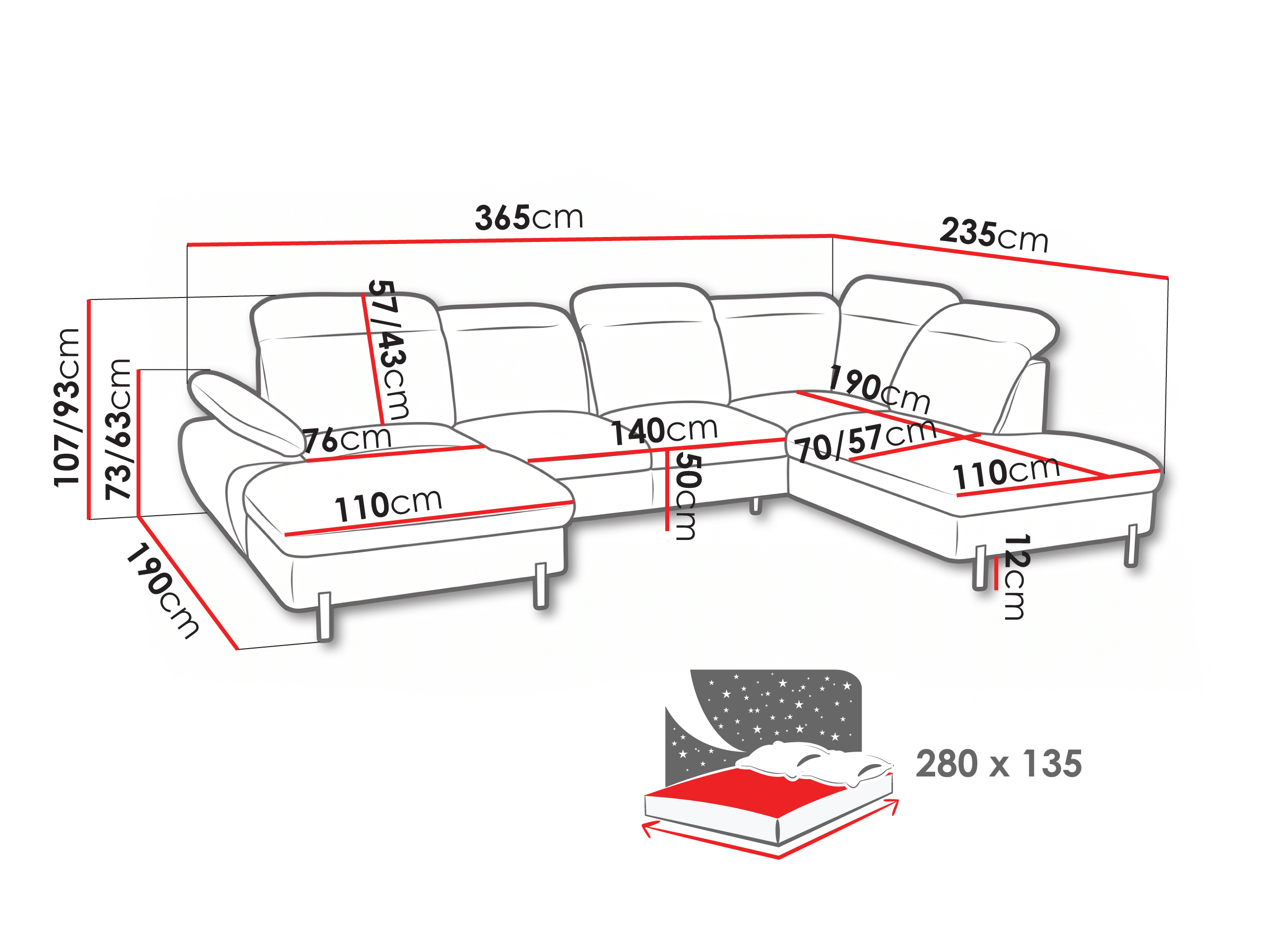 Corner sofa Margate 133 (Murano 832)
