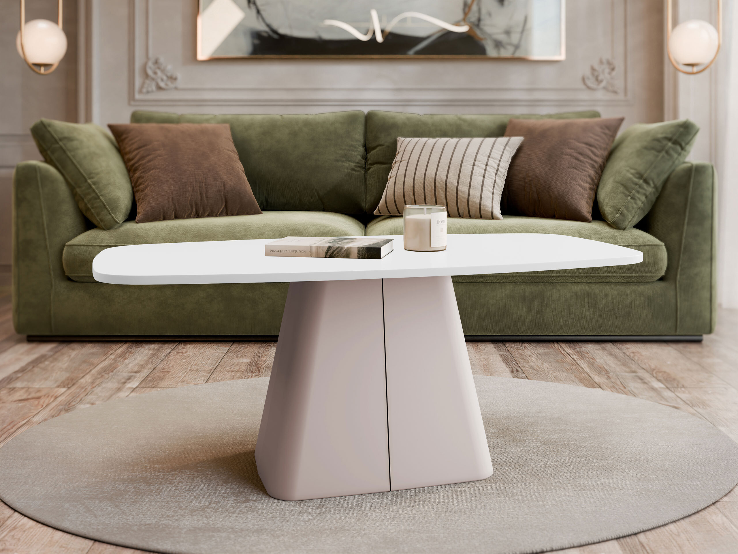 Coffee table Oswego 158 (White + Cashmere)